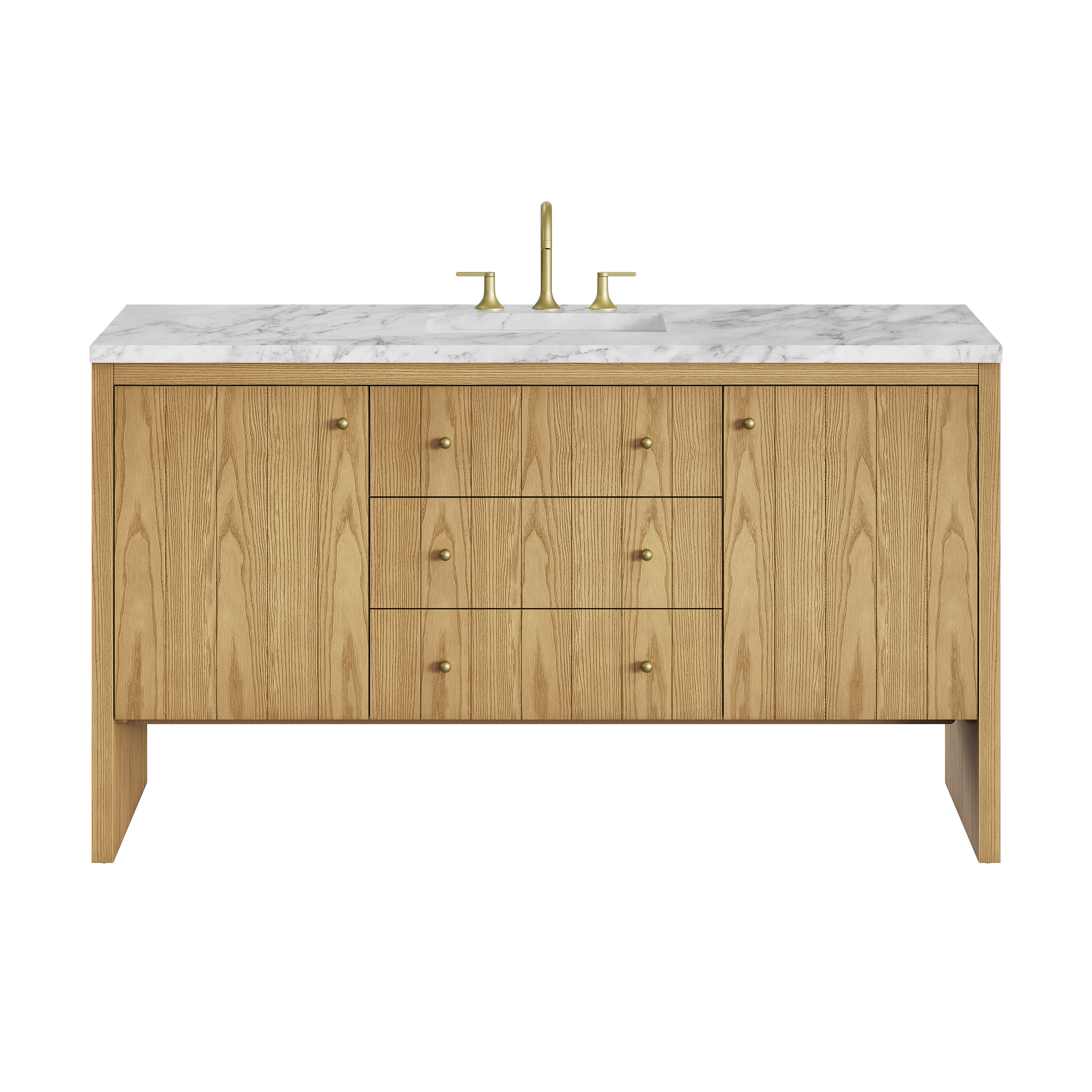 James Martin Hudson 60" Single Vanity in Light Natural Oak with 3cm Countertop