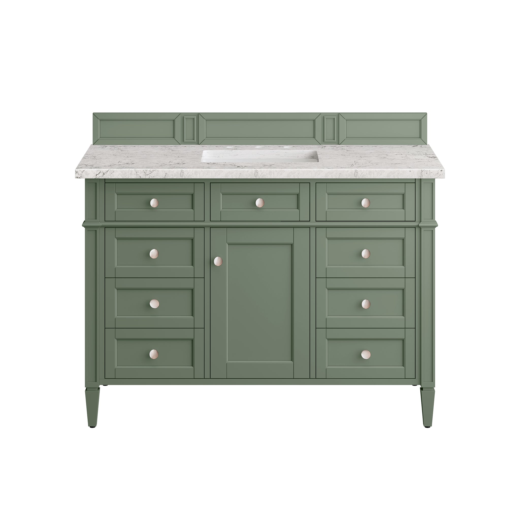 James Martin Brittany 48" Single Vanity in Smokey Celadon with 3cm Countertop and FreePower Wireless Charger