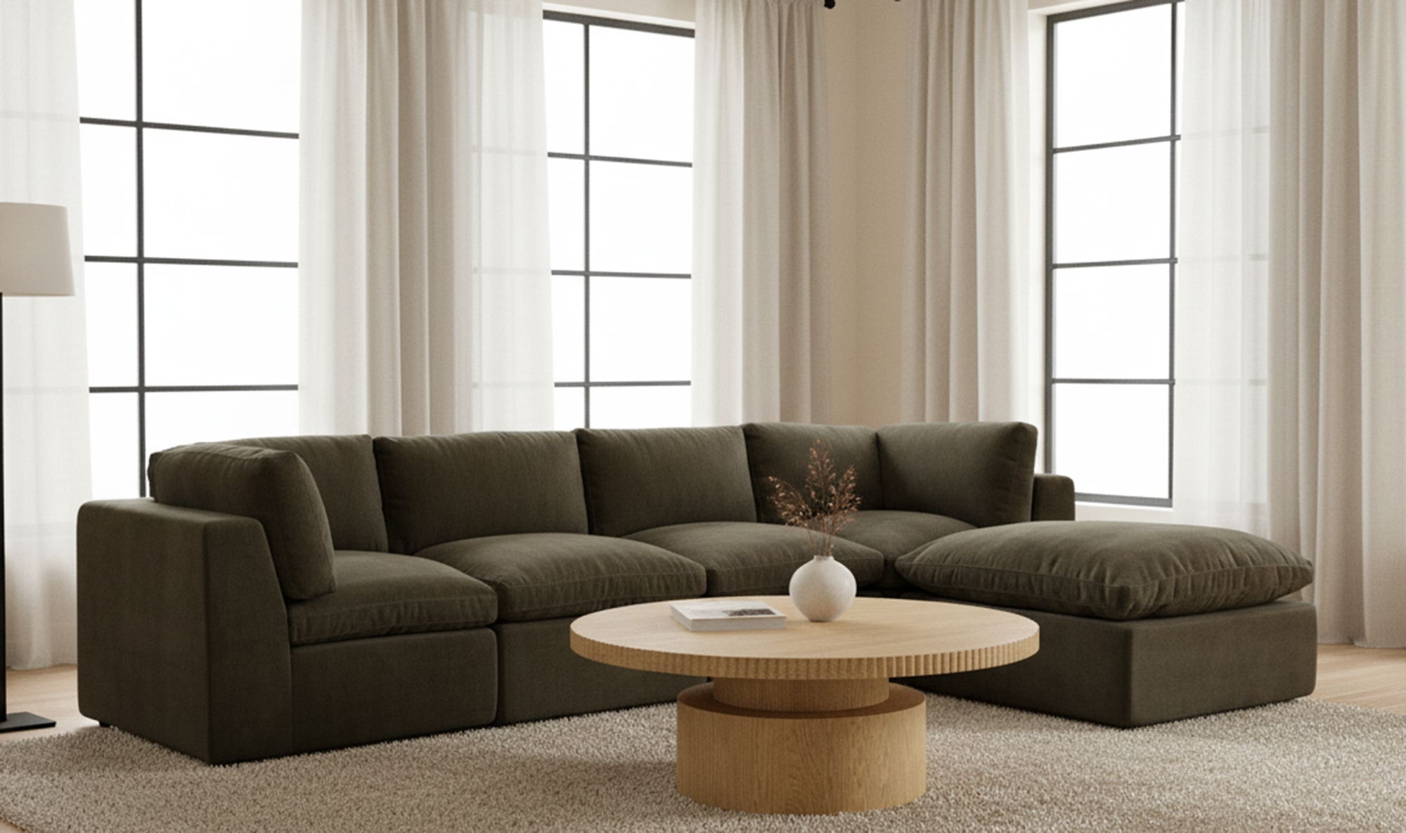 Moes Cates Lounge Modular Sectional Pebble VV-1015