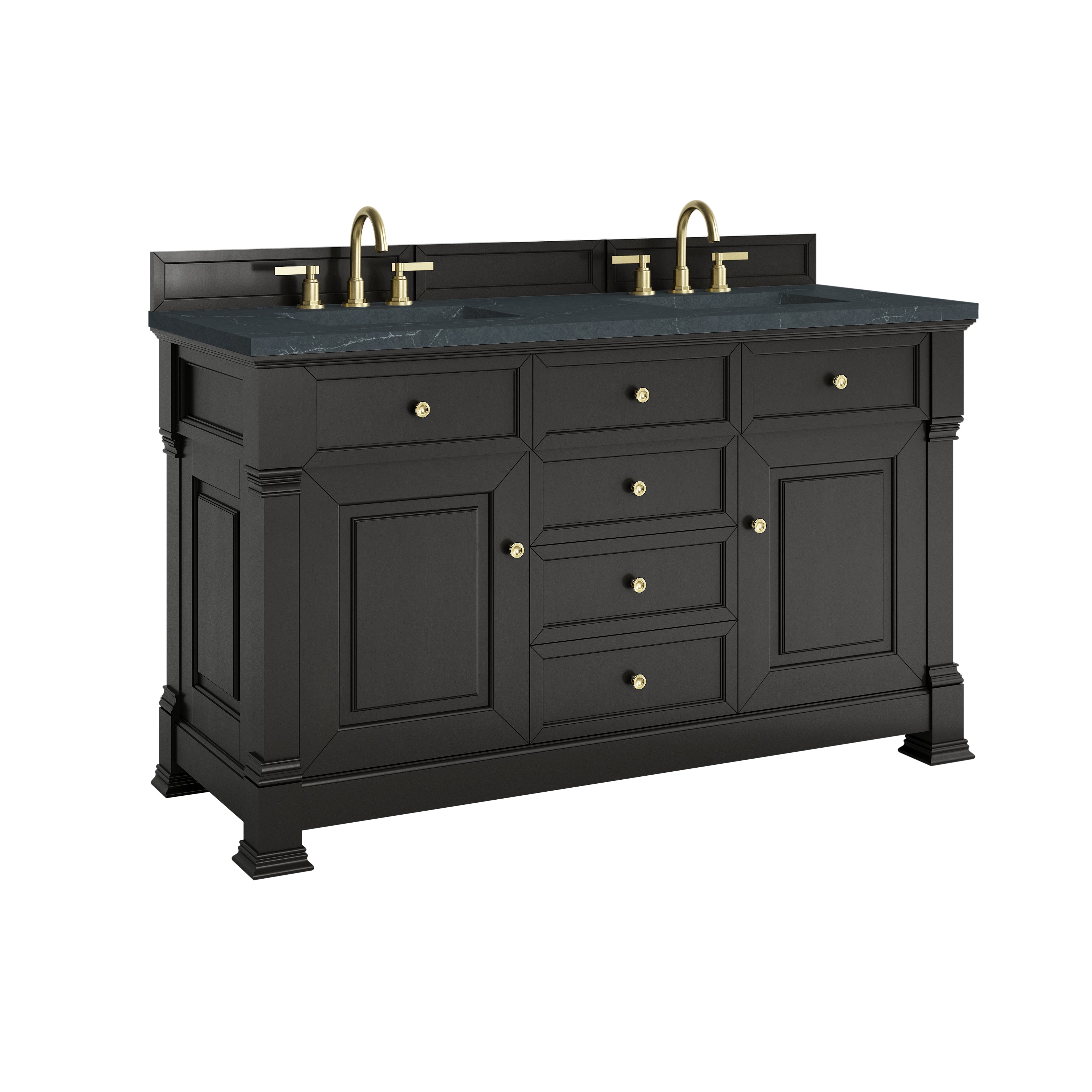 James Martin Brookfield 60" Double Vanity in Black Onyx with 3cm Countertop