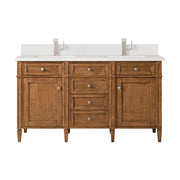 James Martin Brittany 60" Double Vanity in Saddle Brown with 3cm Countertop