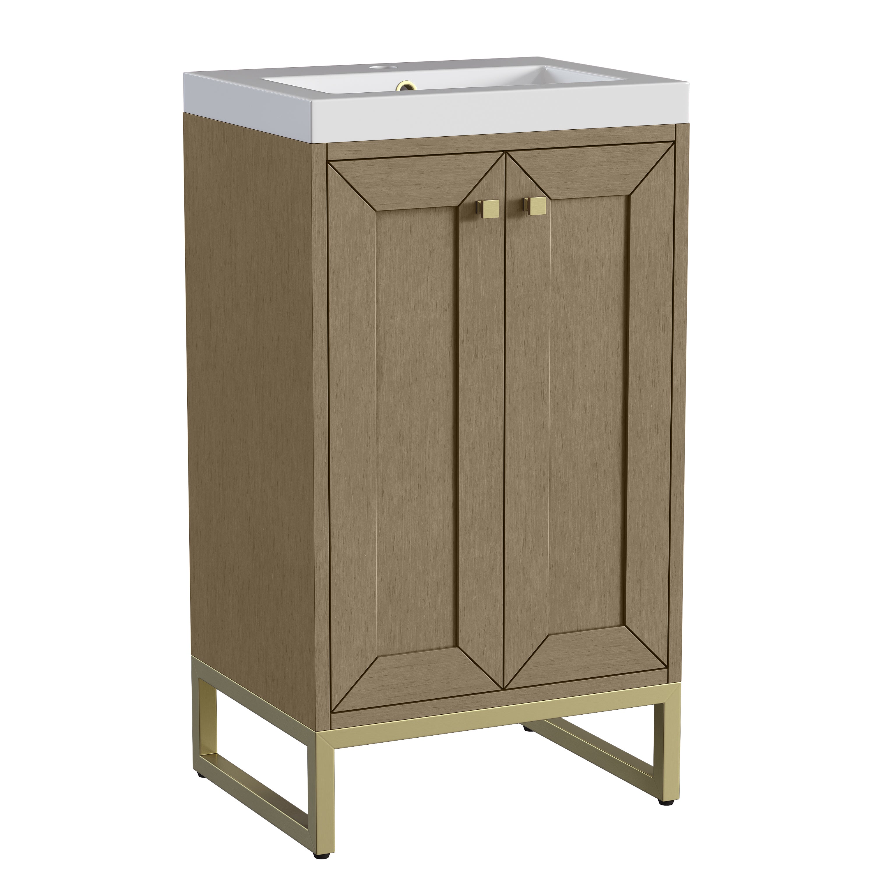 James Martin Chianti 20" Single Vanity in Glossy White with White Glossy Composite Stone Top
