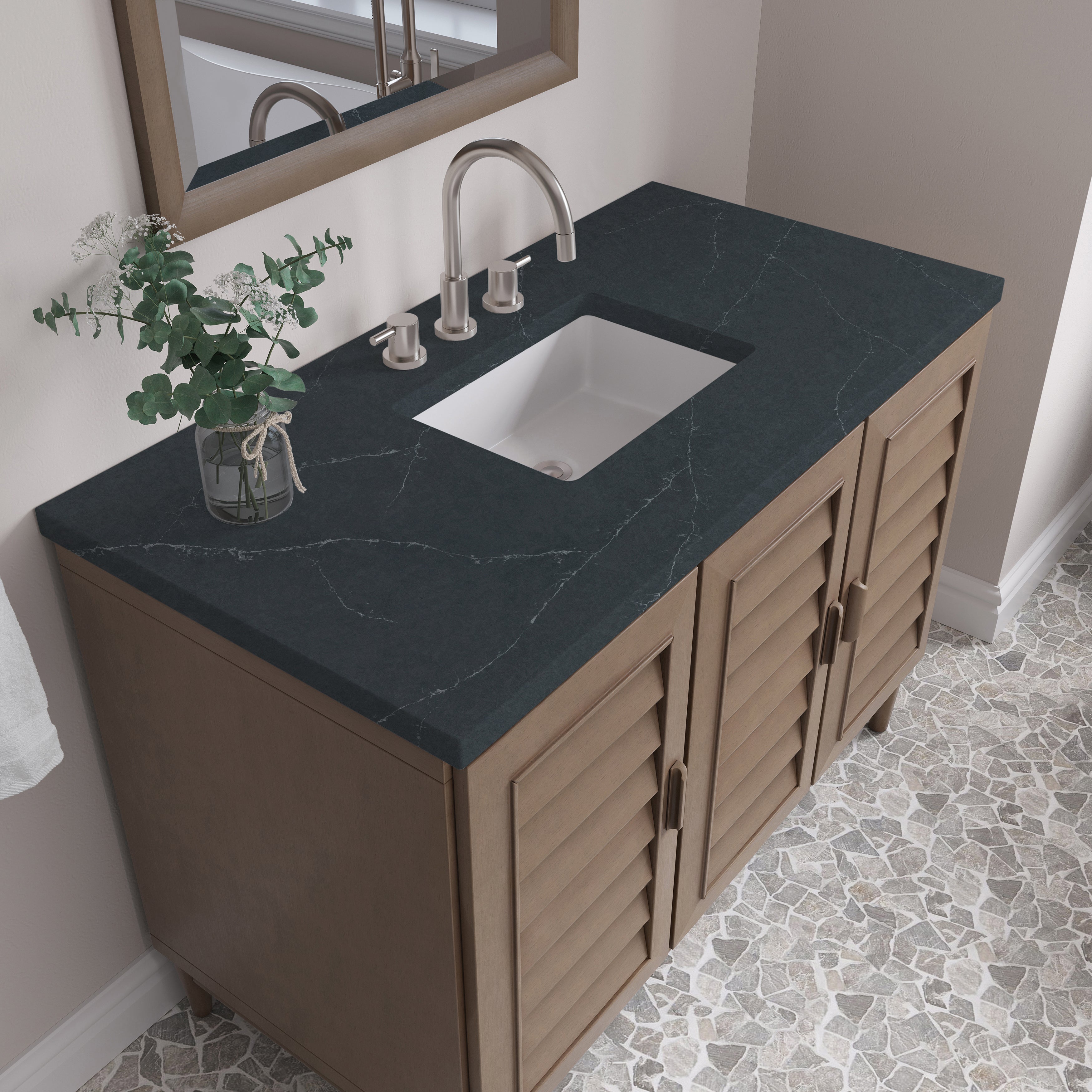 James Martin Portland 48" Single Vanity in Whitewashed Walnut with 3cm Countertop