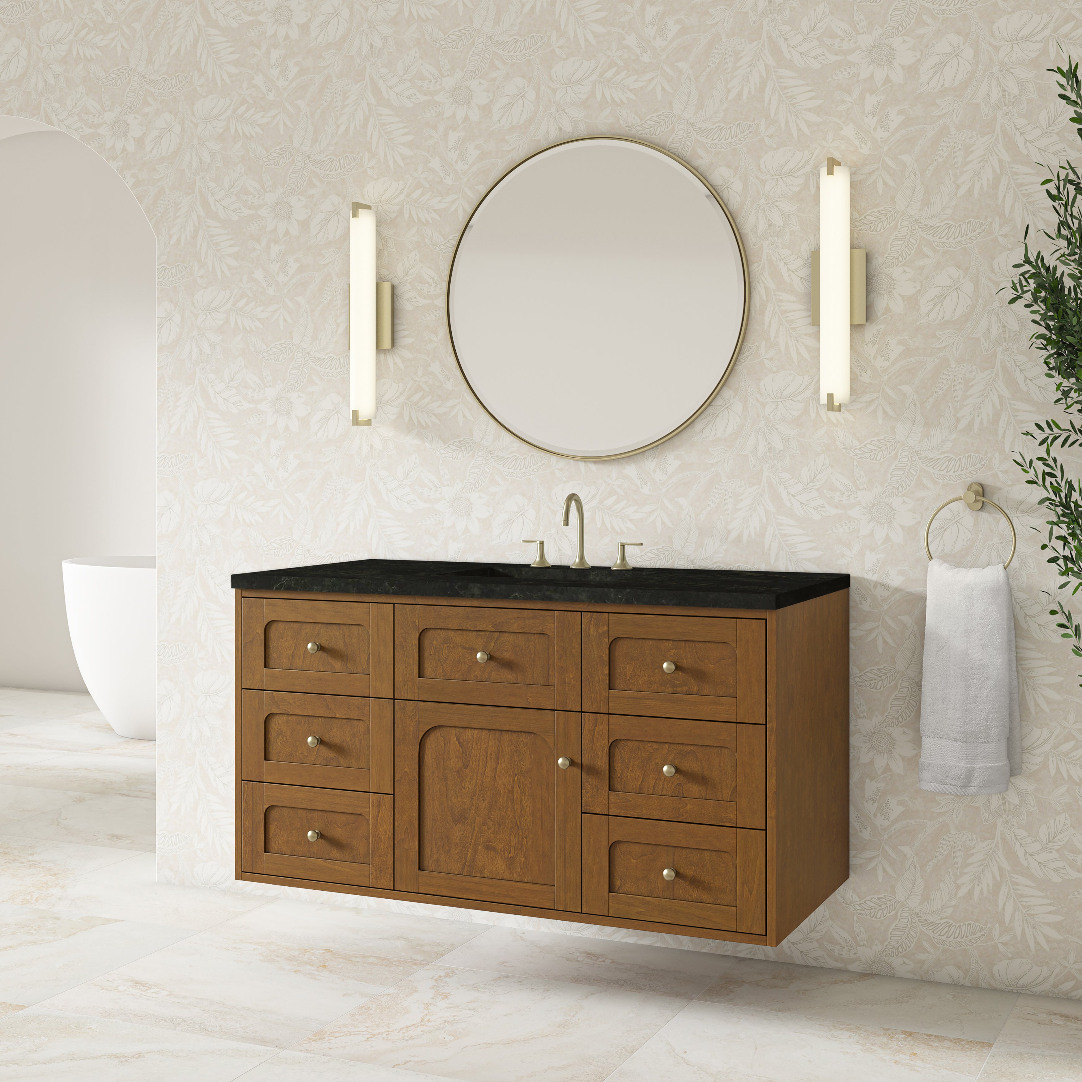 James Martin Laurent 48" Single Vanity in Honey Oak with 3cm Countertop