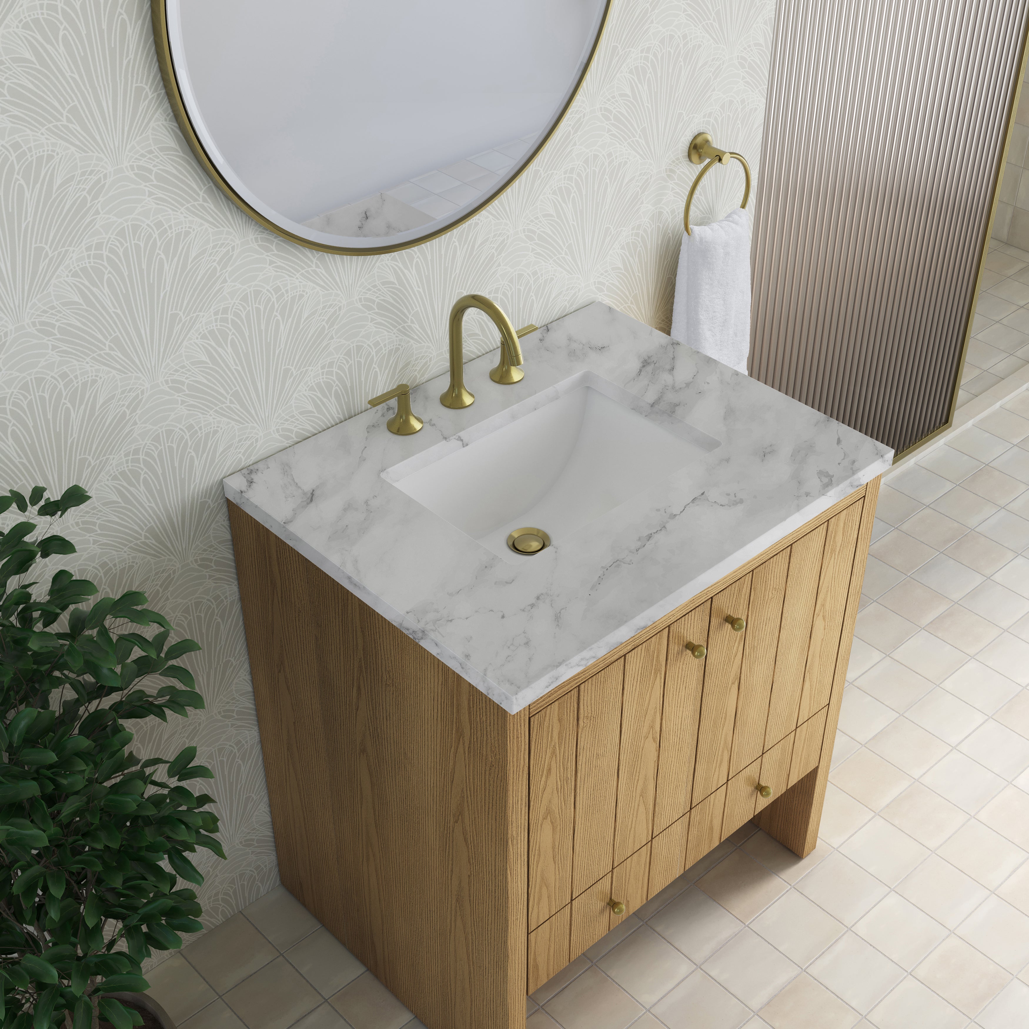 James Martin Hudson 30" Single Vanity in Light Natural Oak with 3cm Countertop
