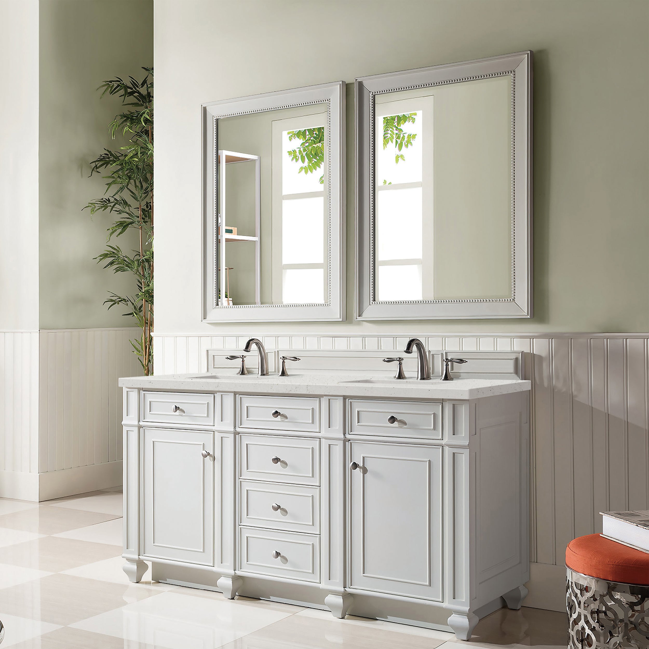 James Martin Bristol 60" Double Vanity in Bright White with 3cm Countertop