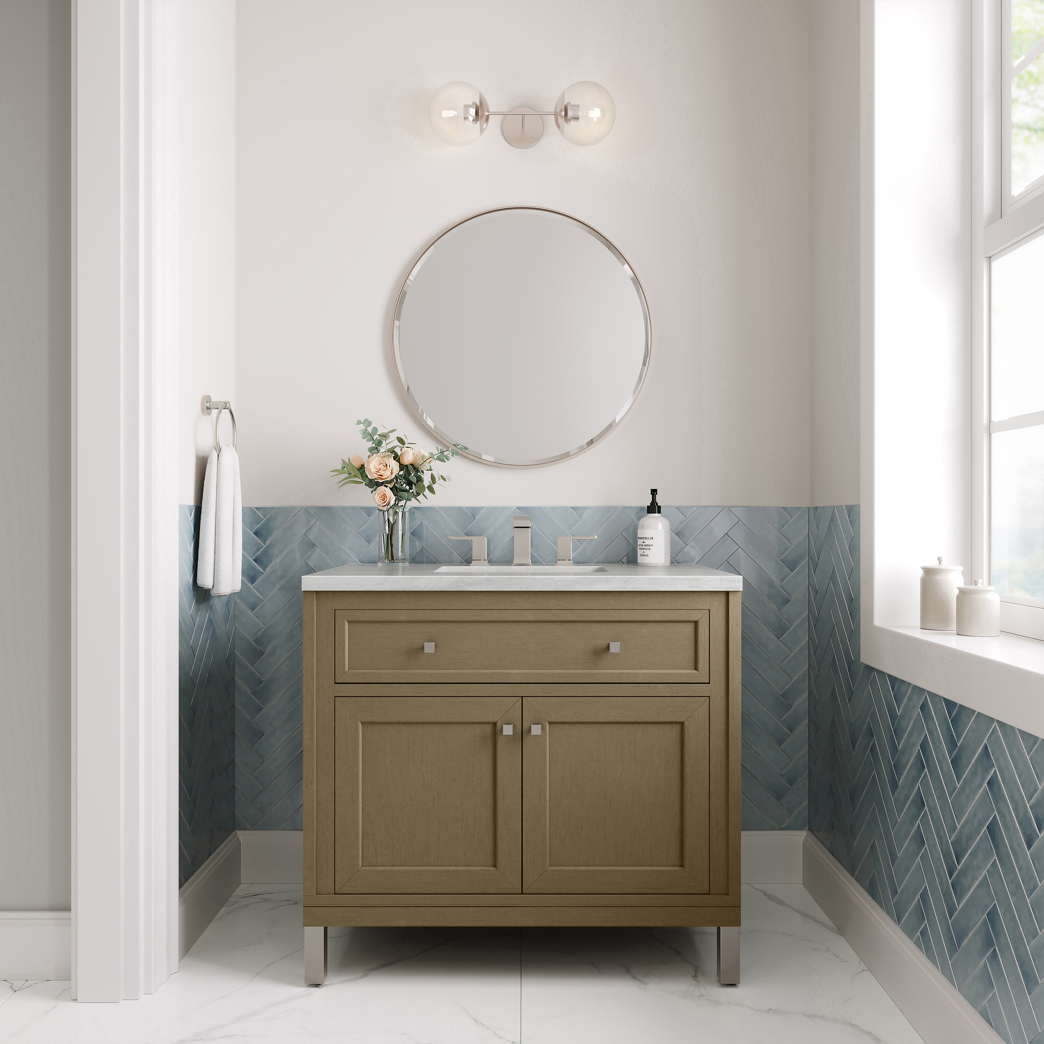 James Martin Chicago 36" Single Vanity in Walnut Whisper with 3cm Countertop