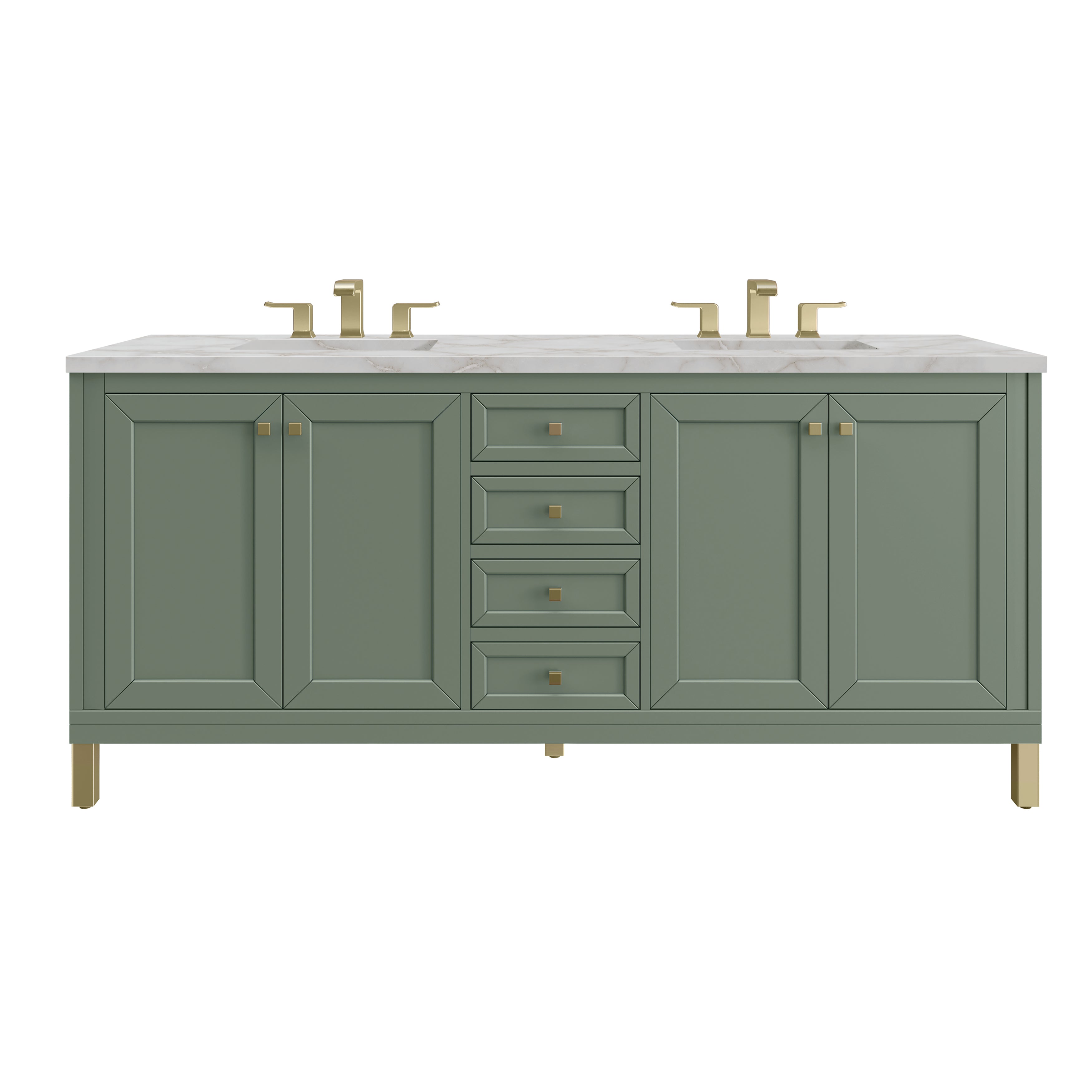 James Martin Chicago 72" Double Vanity in Smokey Celadon with 3cm Countertop