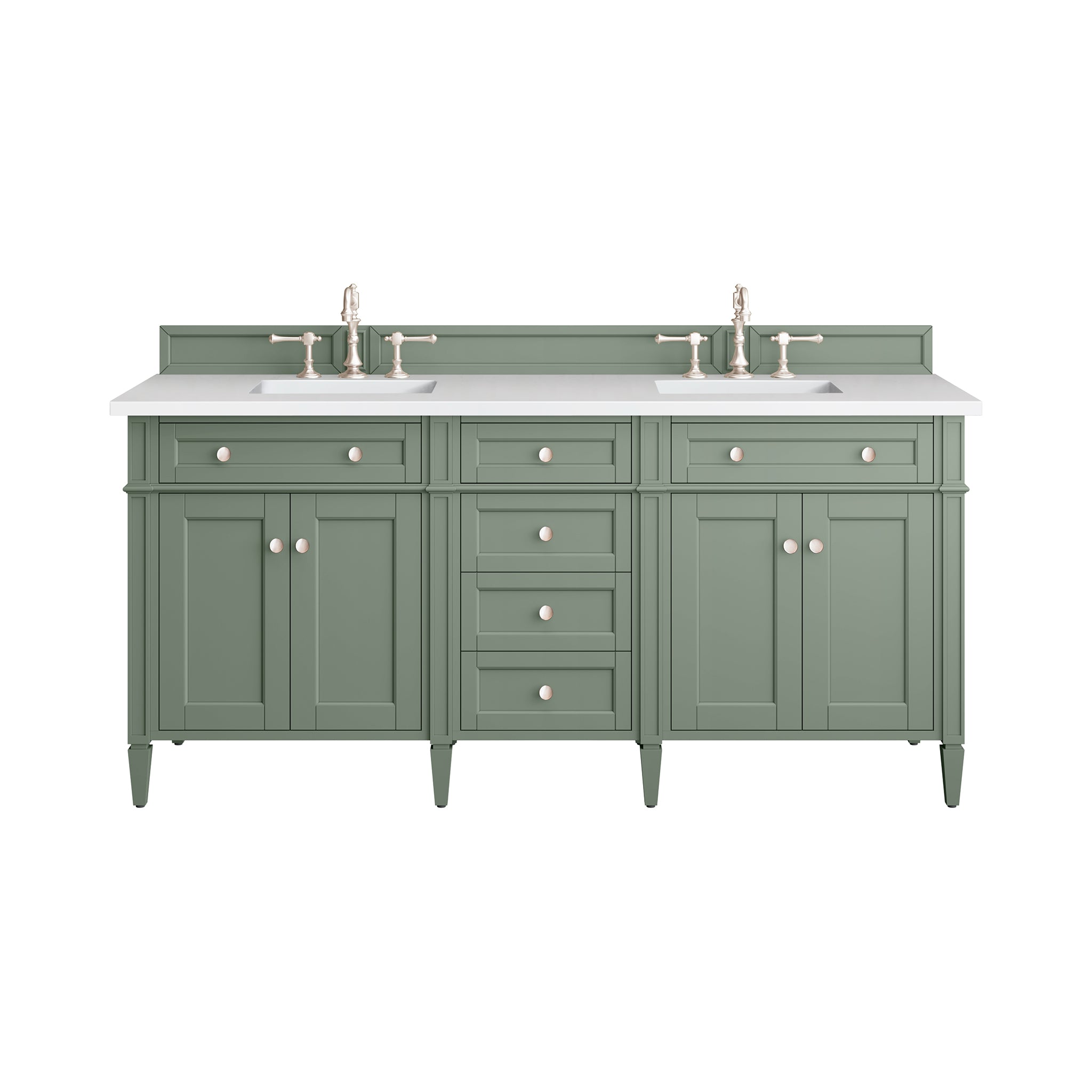 James Martin Brittany 72" Double Vanity in Smokey Celadon with 3cm Countertop