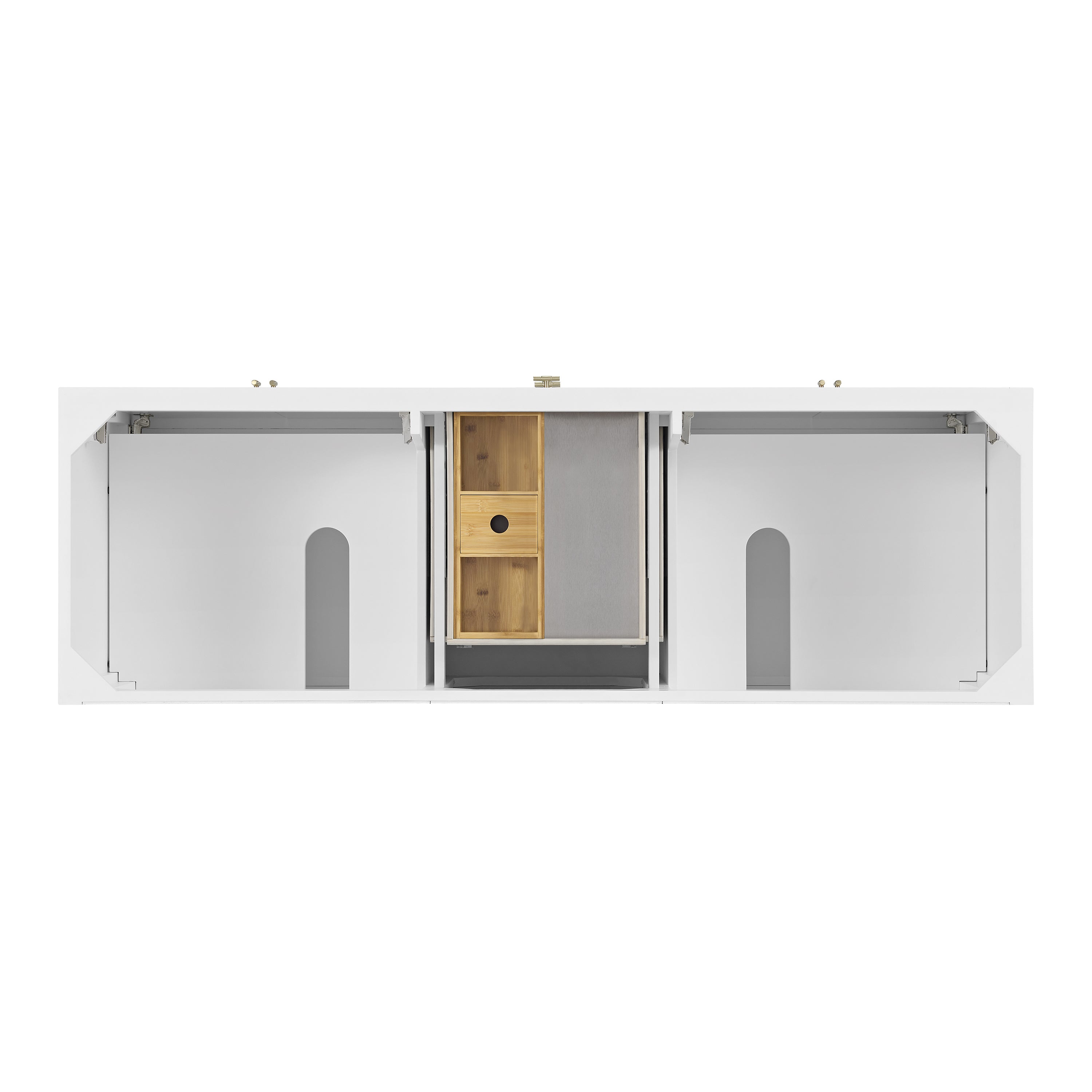 James Martin Myrrin 72" Double Vanity in Bright White with 3cm Countertop and FreePower Wireless Charger