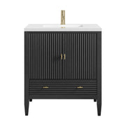 James Martin Myrrin 30" Single Vanity in Carbon Oak with 3cm Countertop
