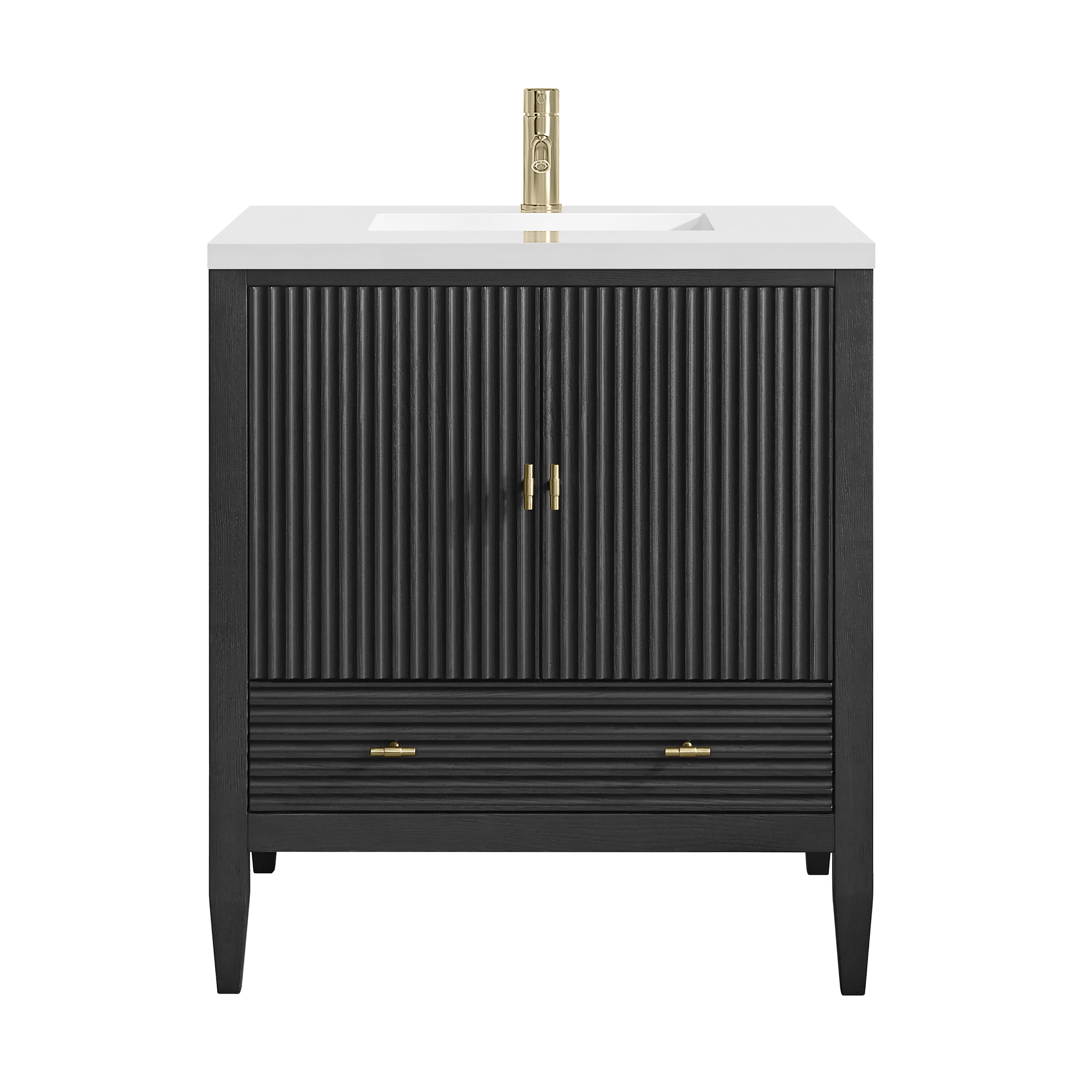 James Martin Myrrin 30" Single Vanity in Carbon Oak with 3cm Countertop