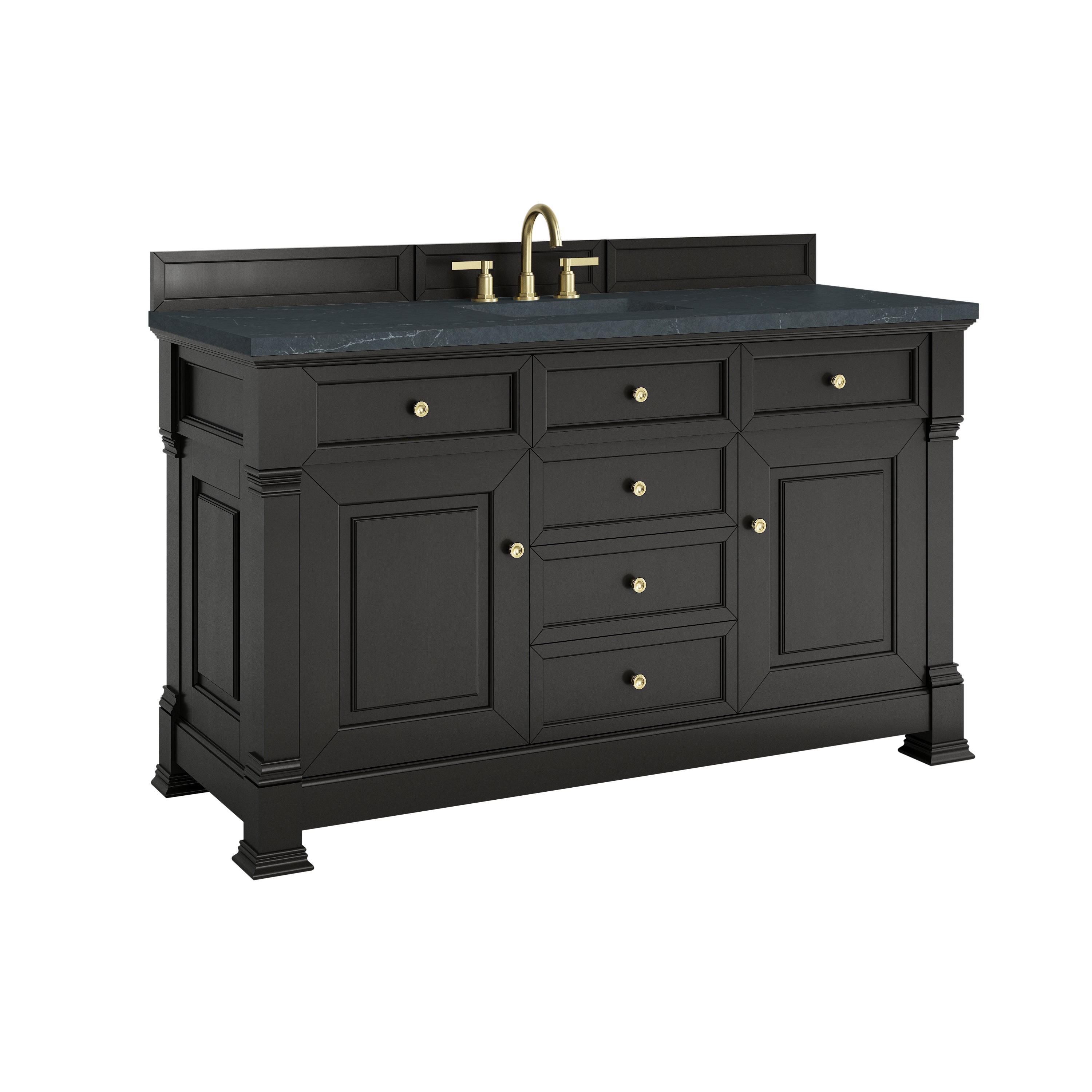 James Martin Brookfield 60" Single Vanity in Black Onyx with 3cm Countertop