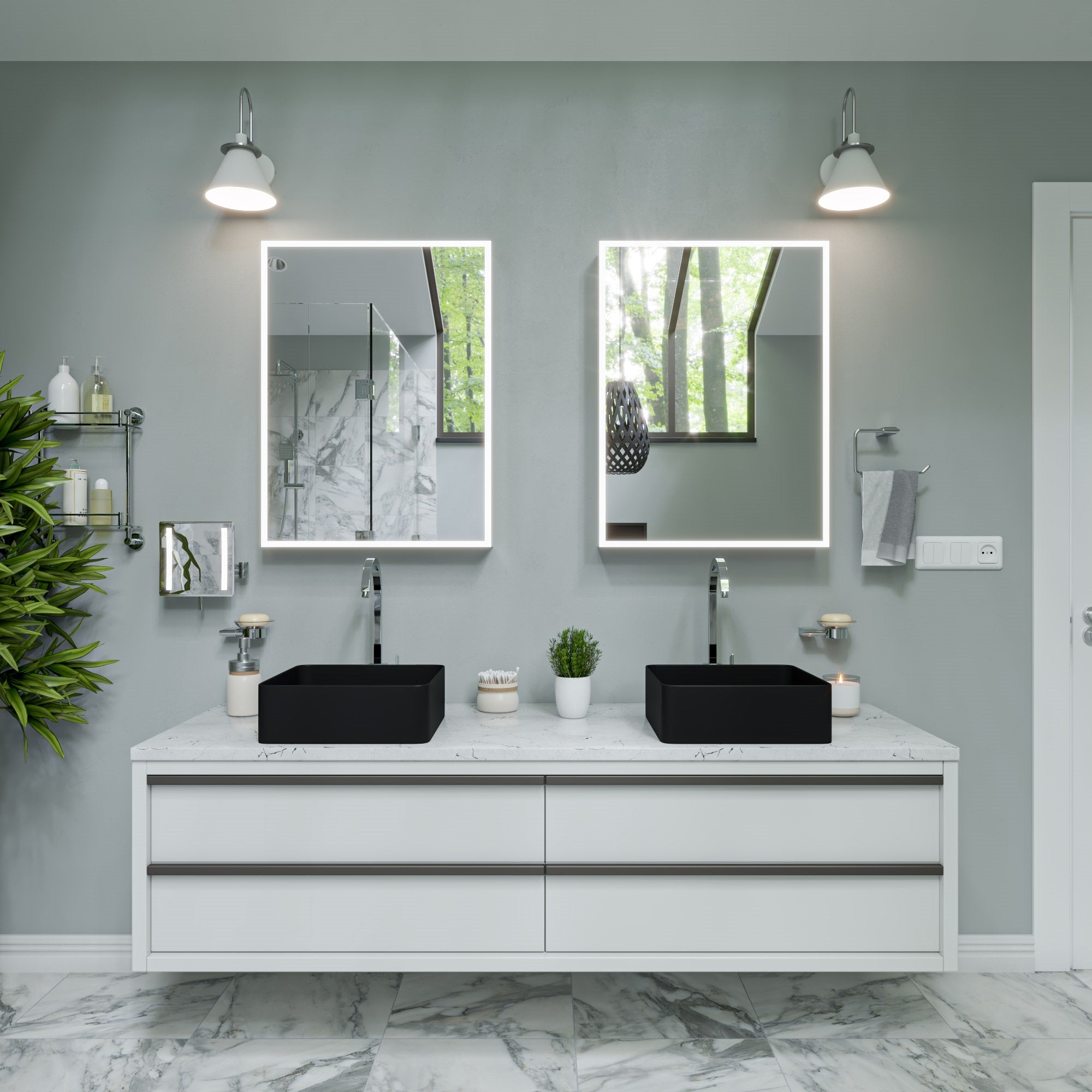 ALFI brand ABC903 16" Modern Square Above Mount Ceramic Sink