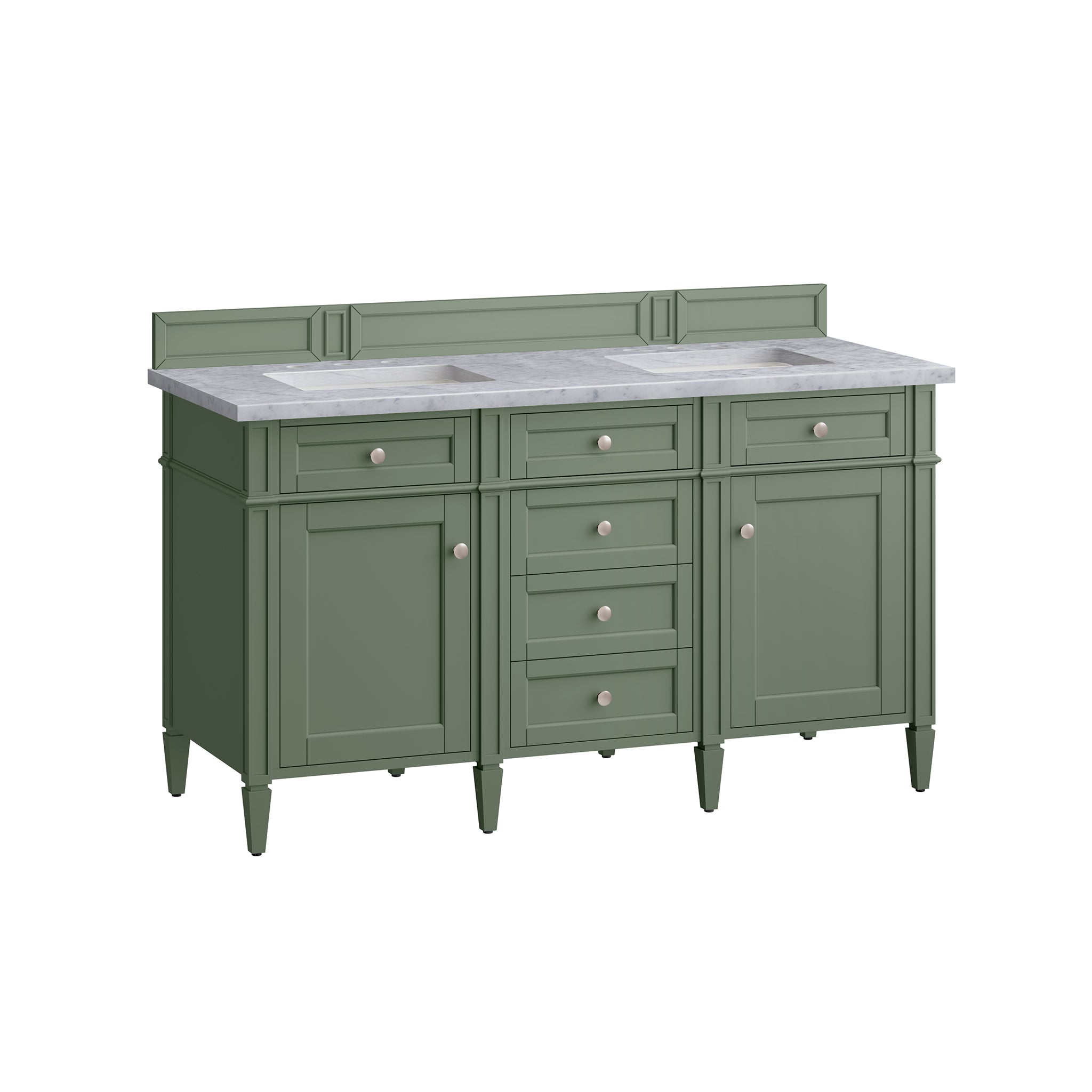 James Martin Brittany 60" Double Vanity in Smokey Celadon with 3cm Countertop