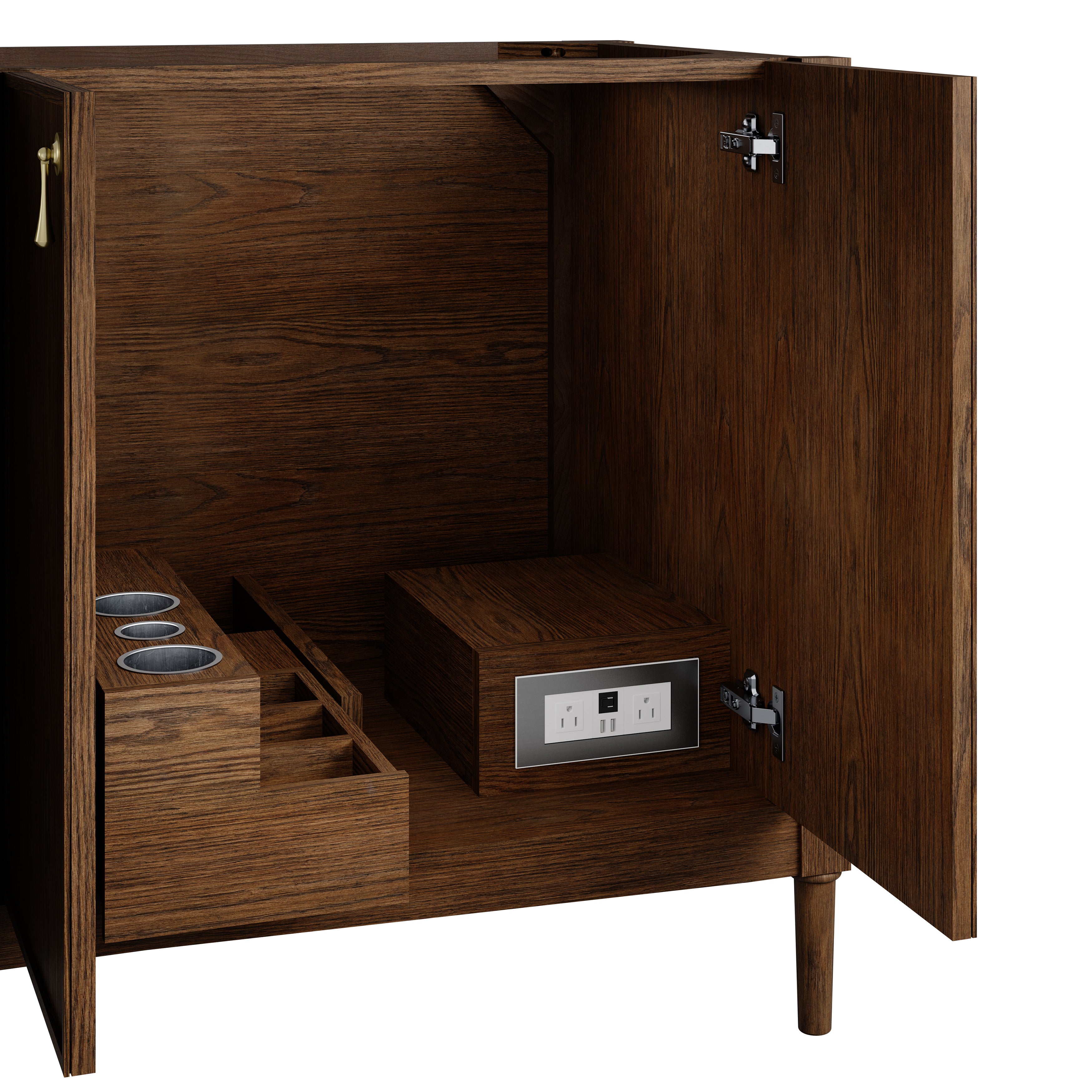 James Martin Kinnsden 72" Double Vanity in Sable Oak with 3cm Carrara Marble Top and FreePower Wireless Charger