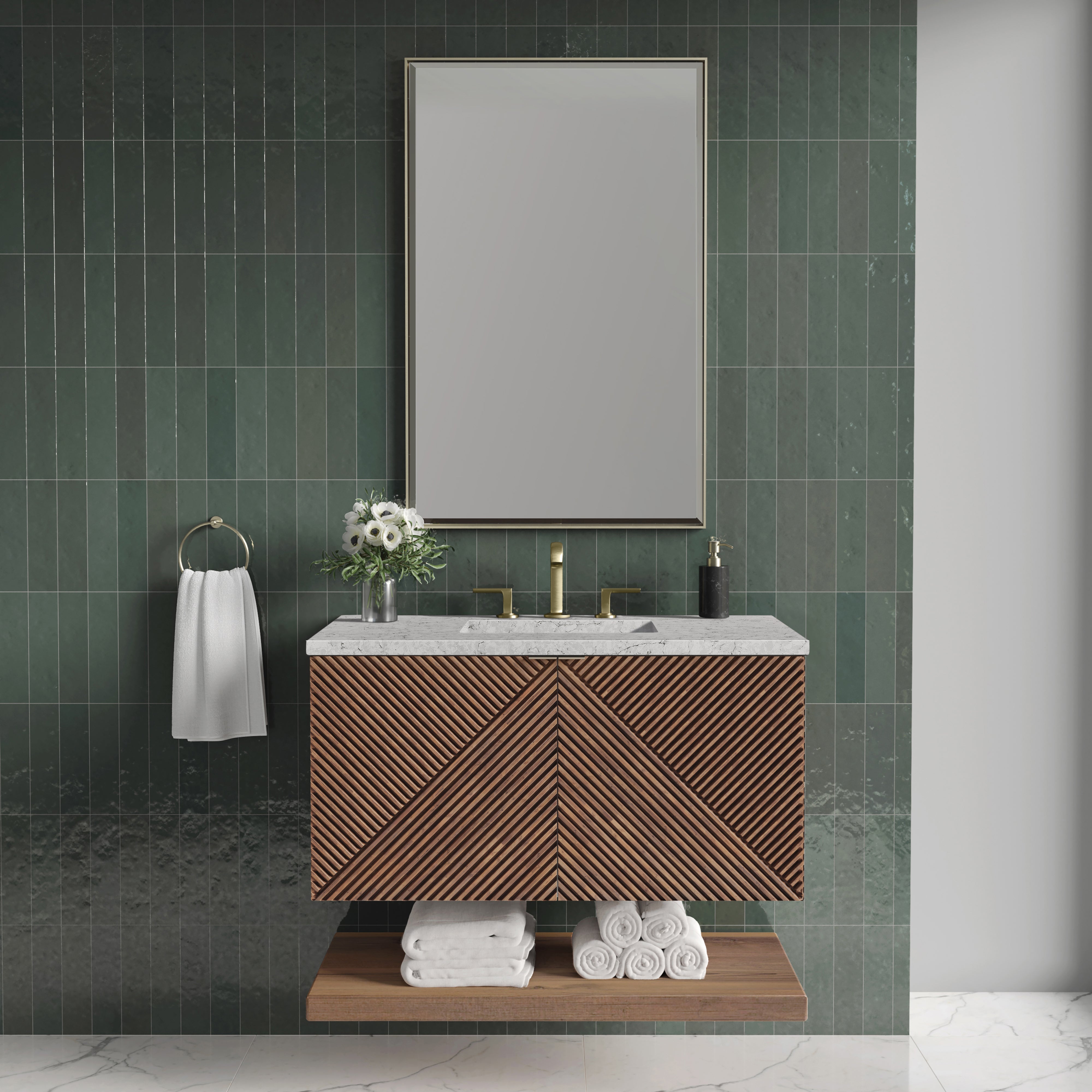 James Martin Marcello 36" Single Vanity in Chestnut with 3cm Countertop