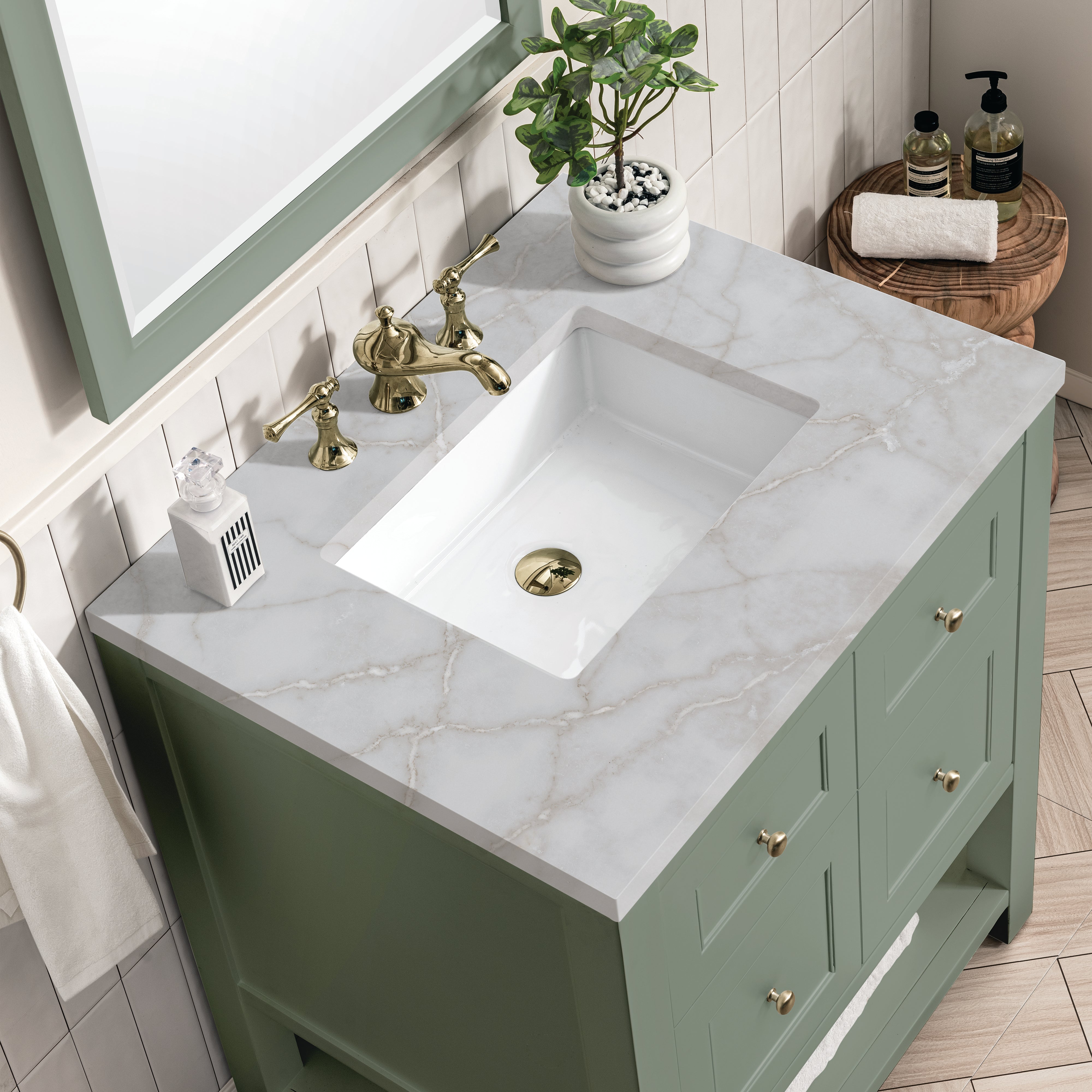 James Martin Breckenridge 30" Single Vanity in Smokey Celadon with 3cm Countertop