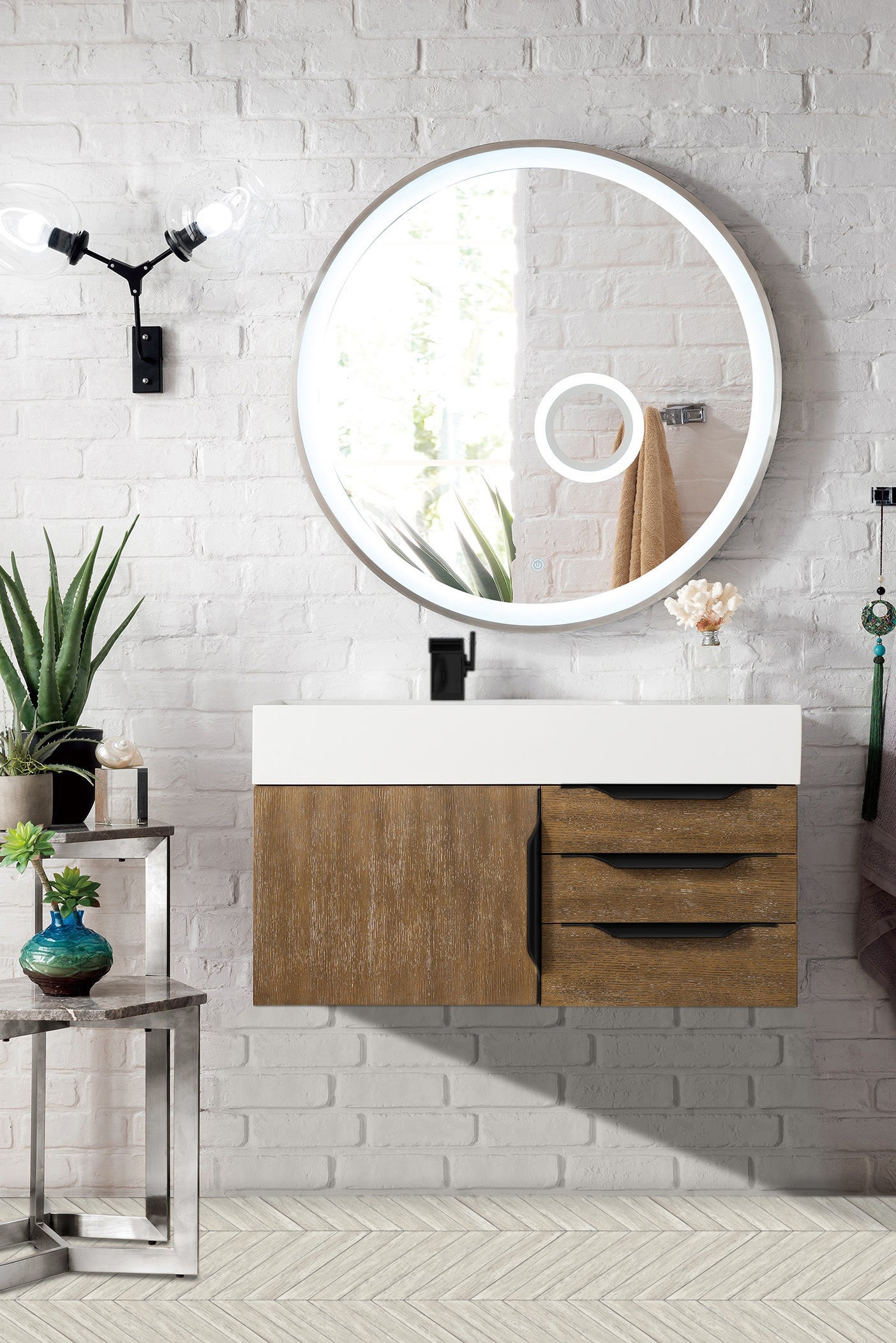 James Martin Columbia 36" Wall Mounted Single Vanity with Mineral Composite Stone Countertop