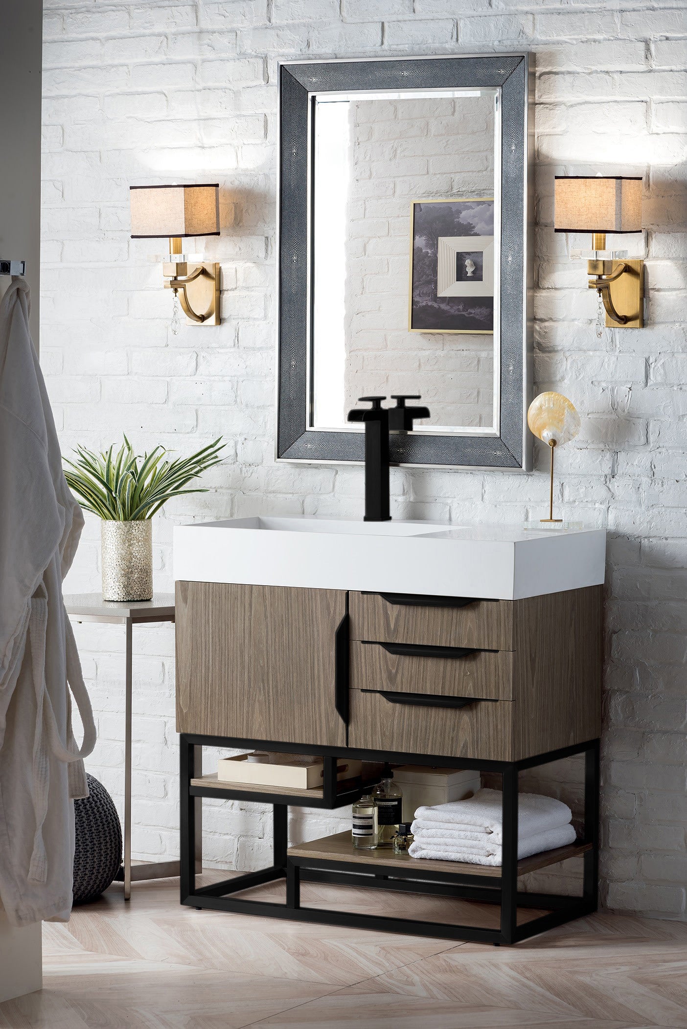 James Martin Columbia 36" Freestanding Single Vanity with Mineral Composite Stone Countertop