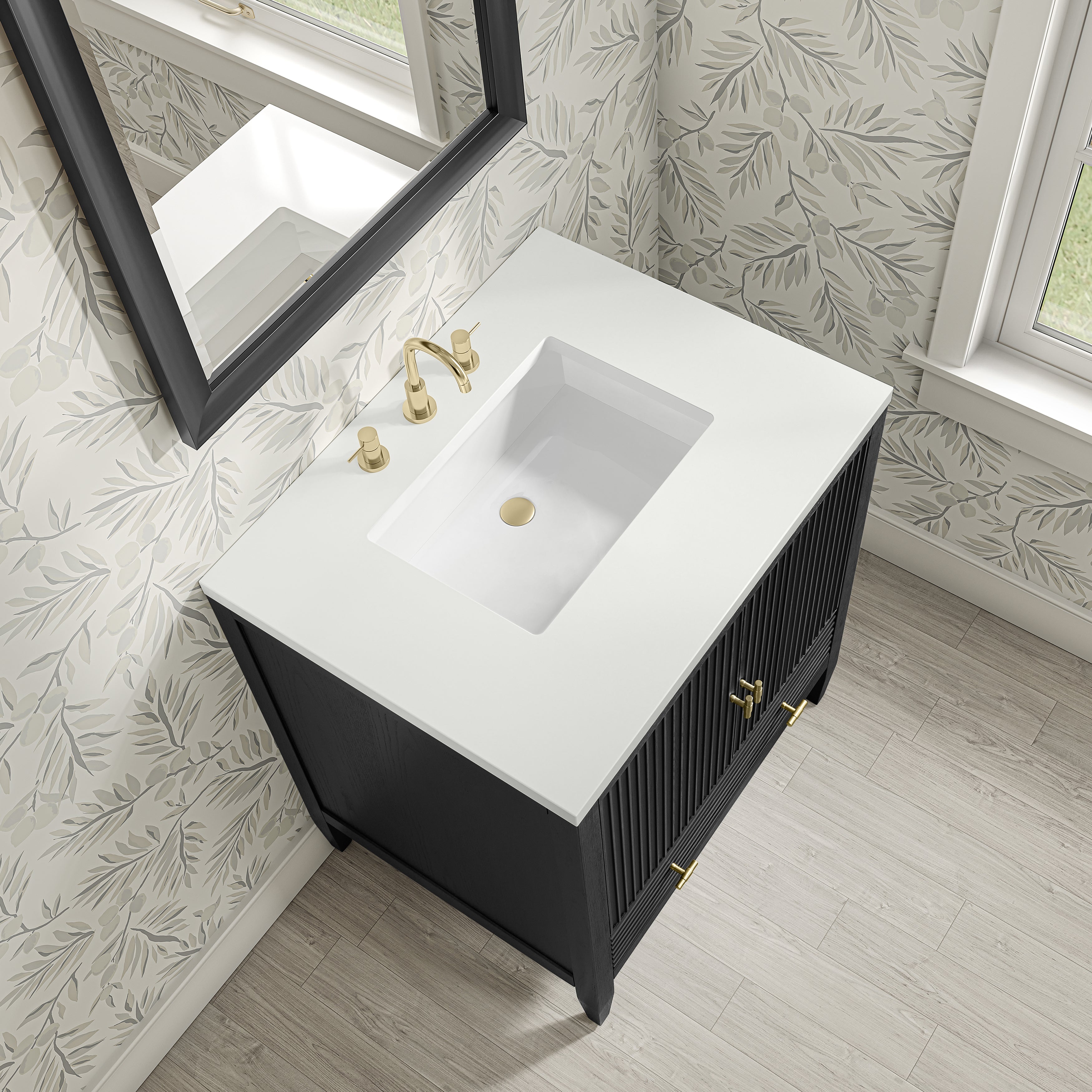 James Martin Myrrin 30" Single Vanity in Carbon Oak with 3cm Countertop