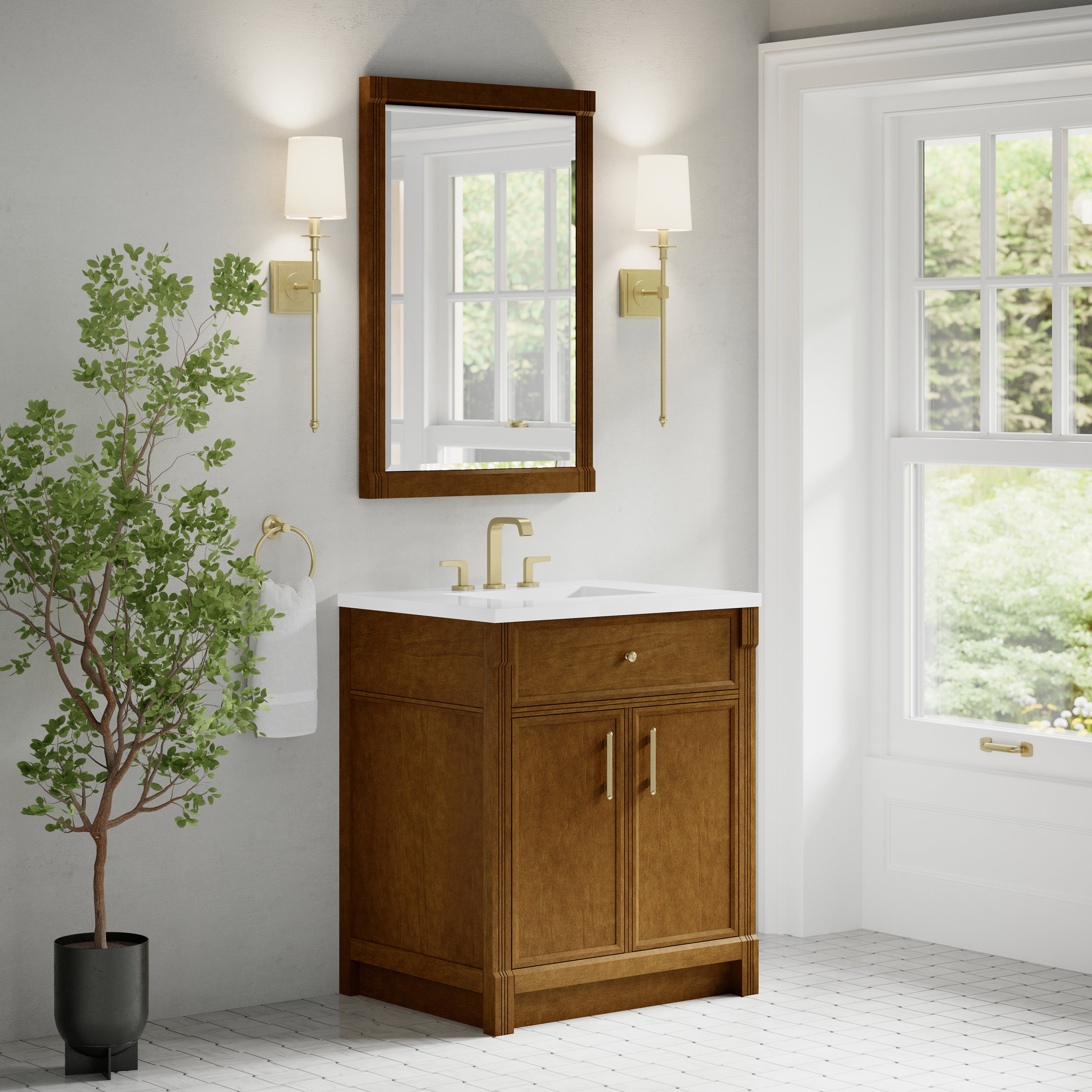 James Martin Bellshire 30" Single Vanity in Honey Oak with 3cm Countertop