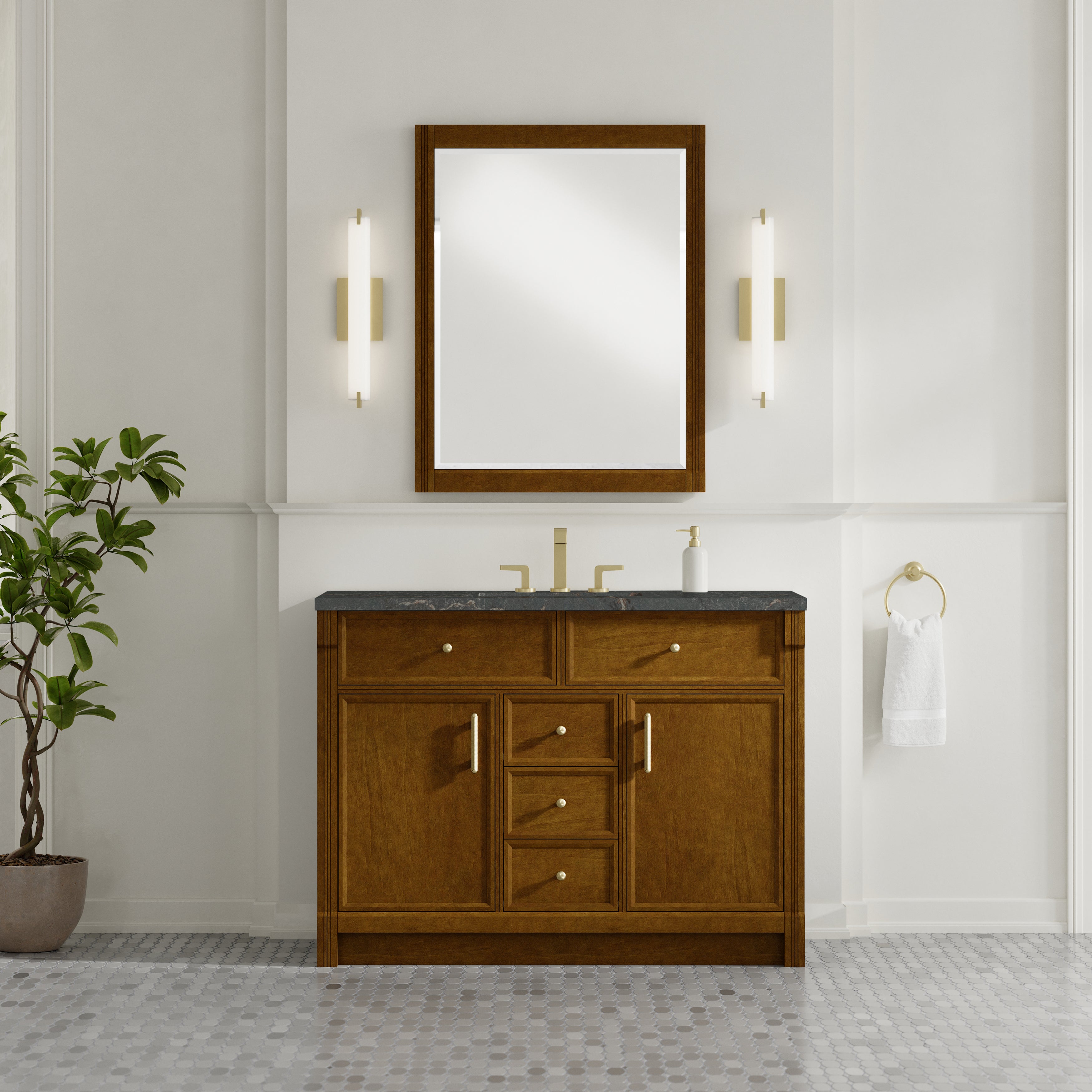 James Martin Bellshire 48" Single Vanity in Honey Oak with 3cm Countertop and FreePower Wireless Charger