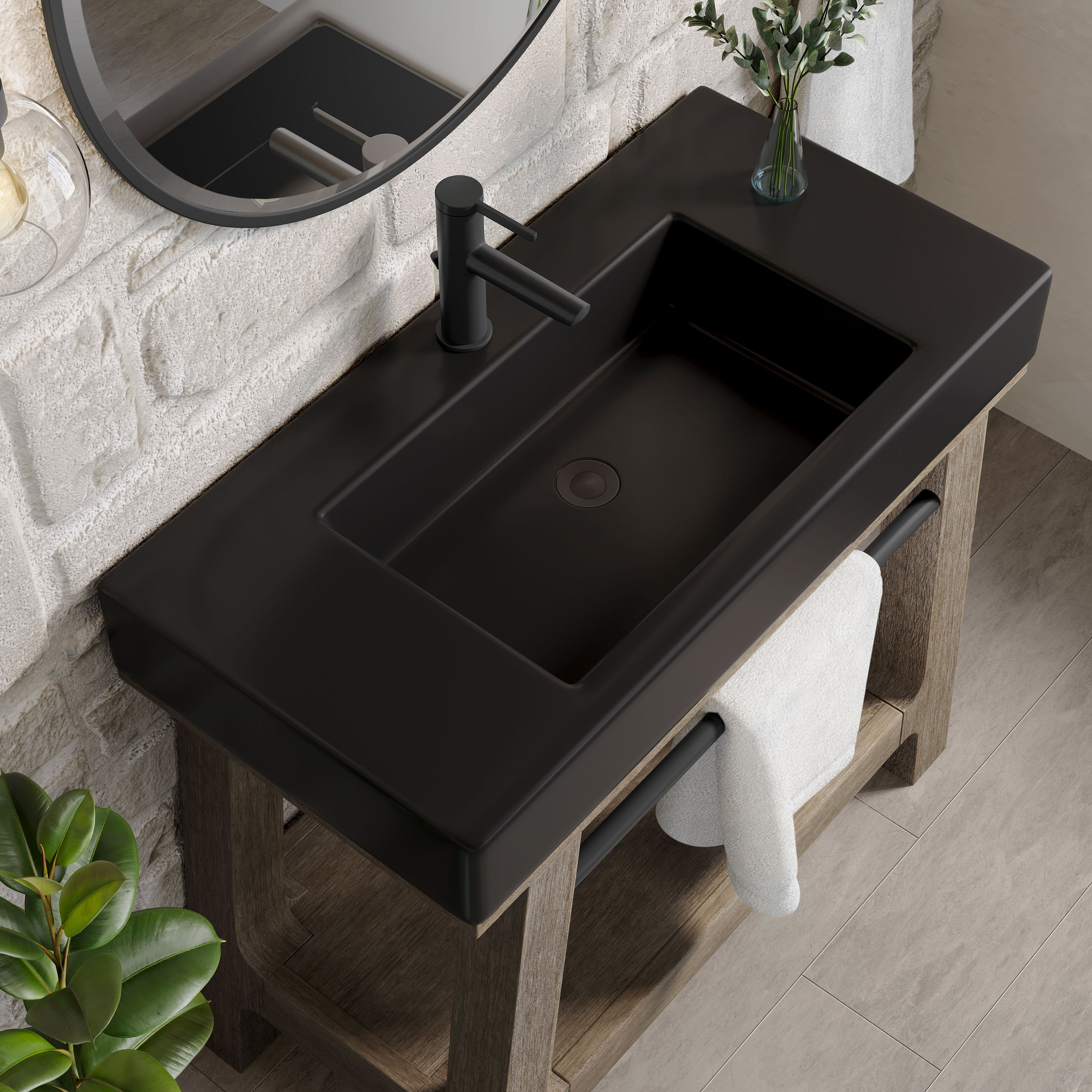 James Martin Auburn 36" Single Weathered Timber Sink Console