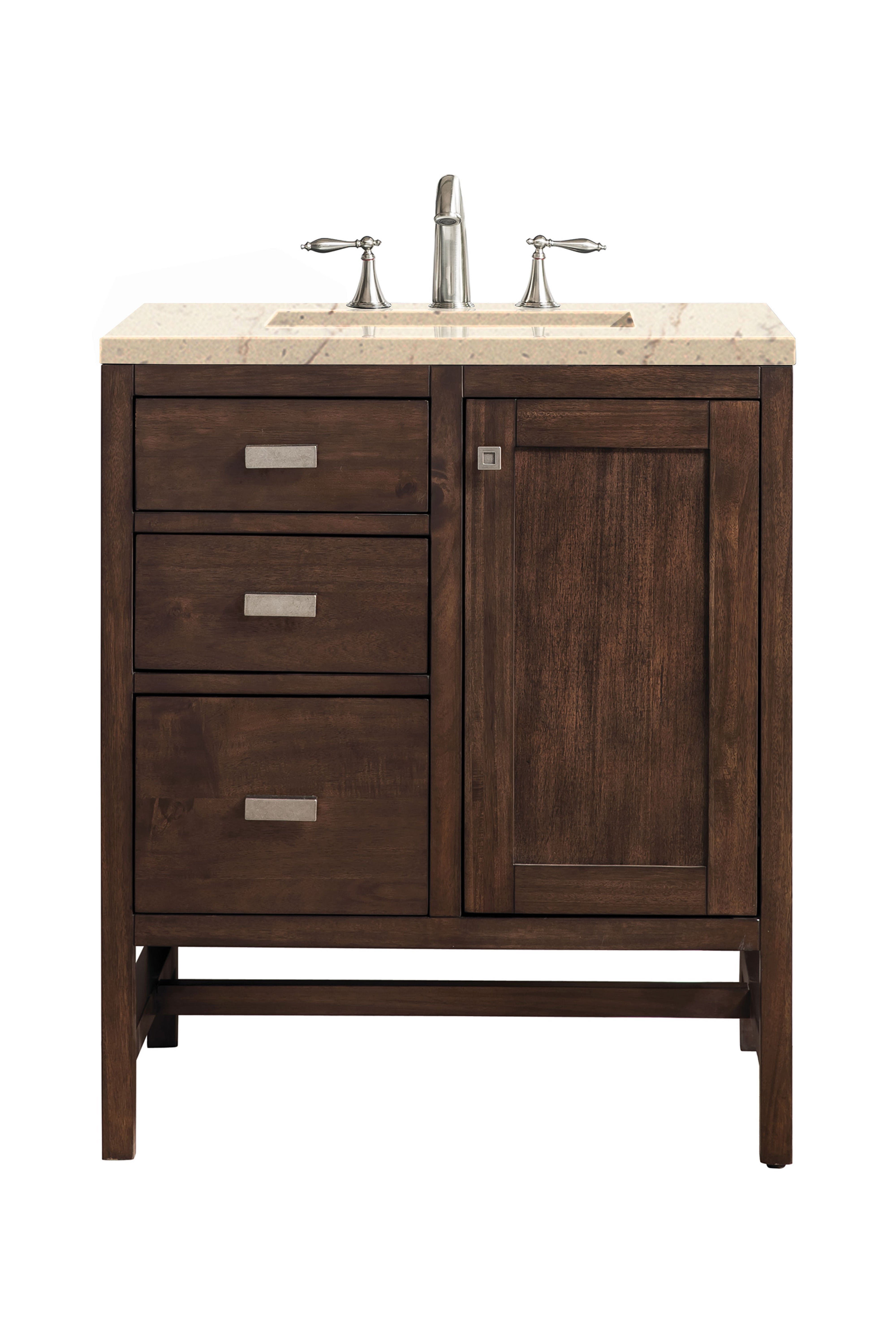 James Martin Addison 30" Single Vanity in Mid-Century Acacia with 3cm Countertop