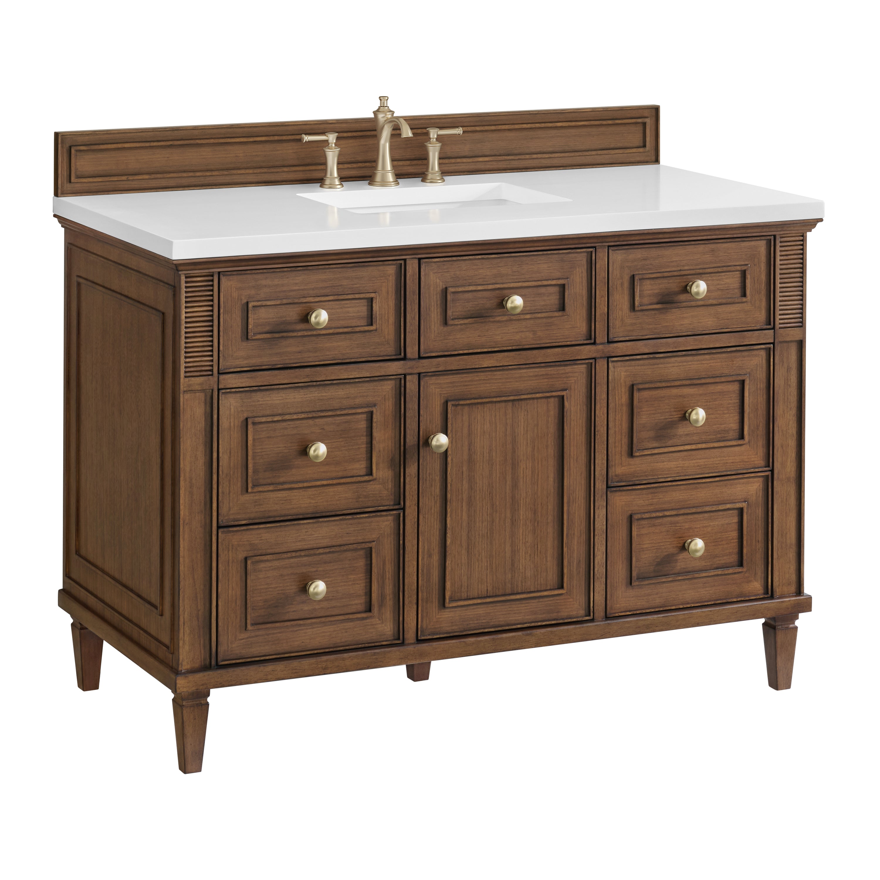 James Martin Lorelai 48" Single Vanity in Mid-Century Walnut with 3cm Countertop