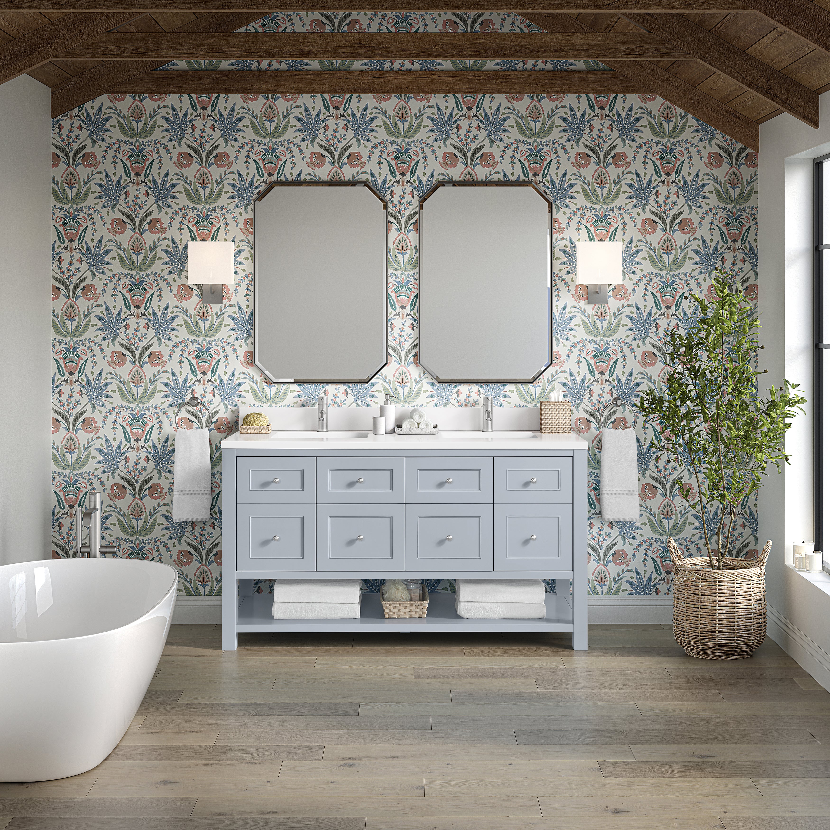 James Martin Breckenridge 60" Double Vanity in Serenity Blue with 3cm Countertop