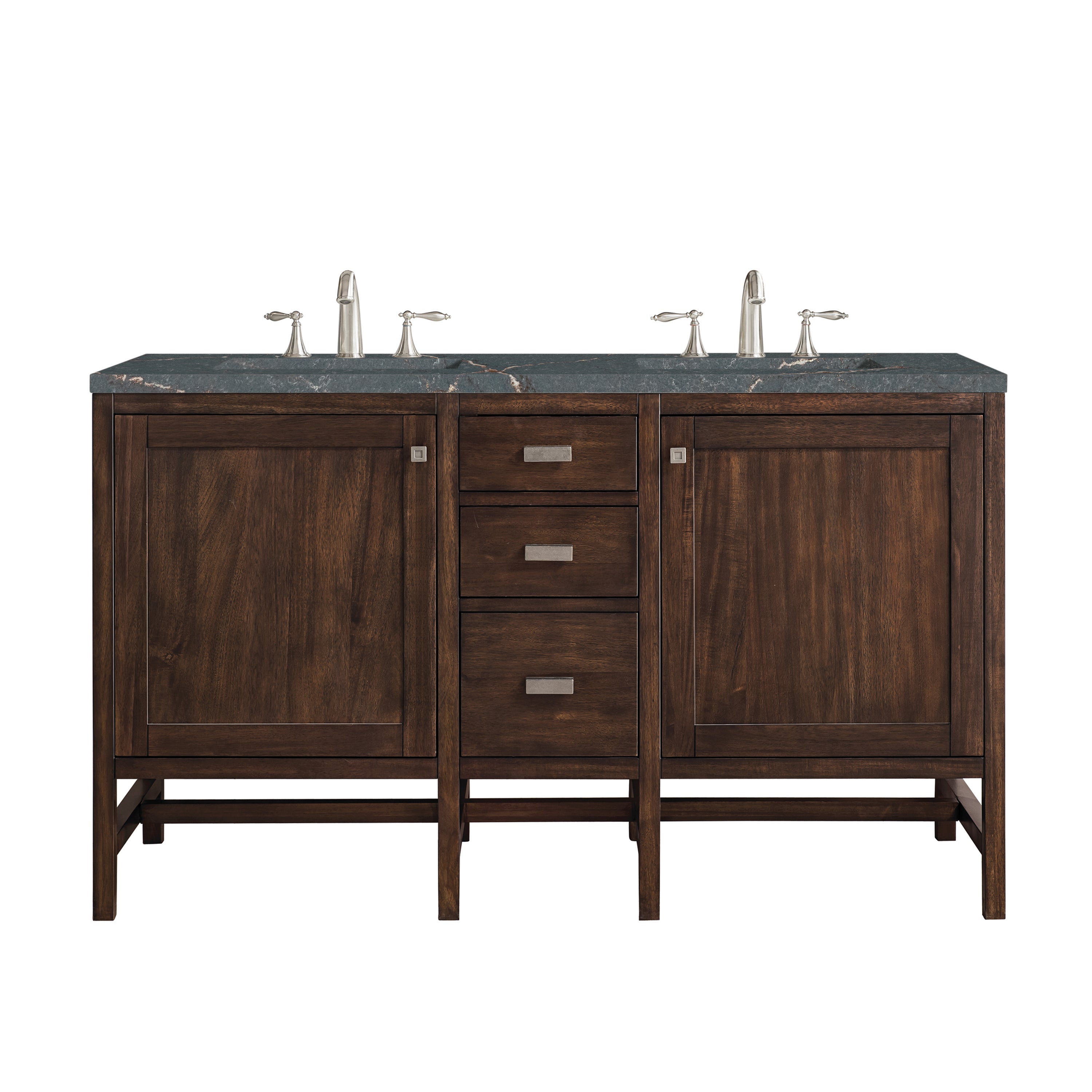 James Martin Addison 60" Double Vanity in Mid-Century Acacia with 3cm Countertop