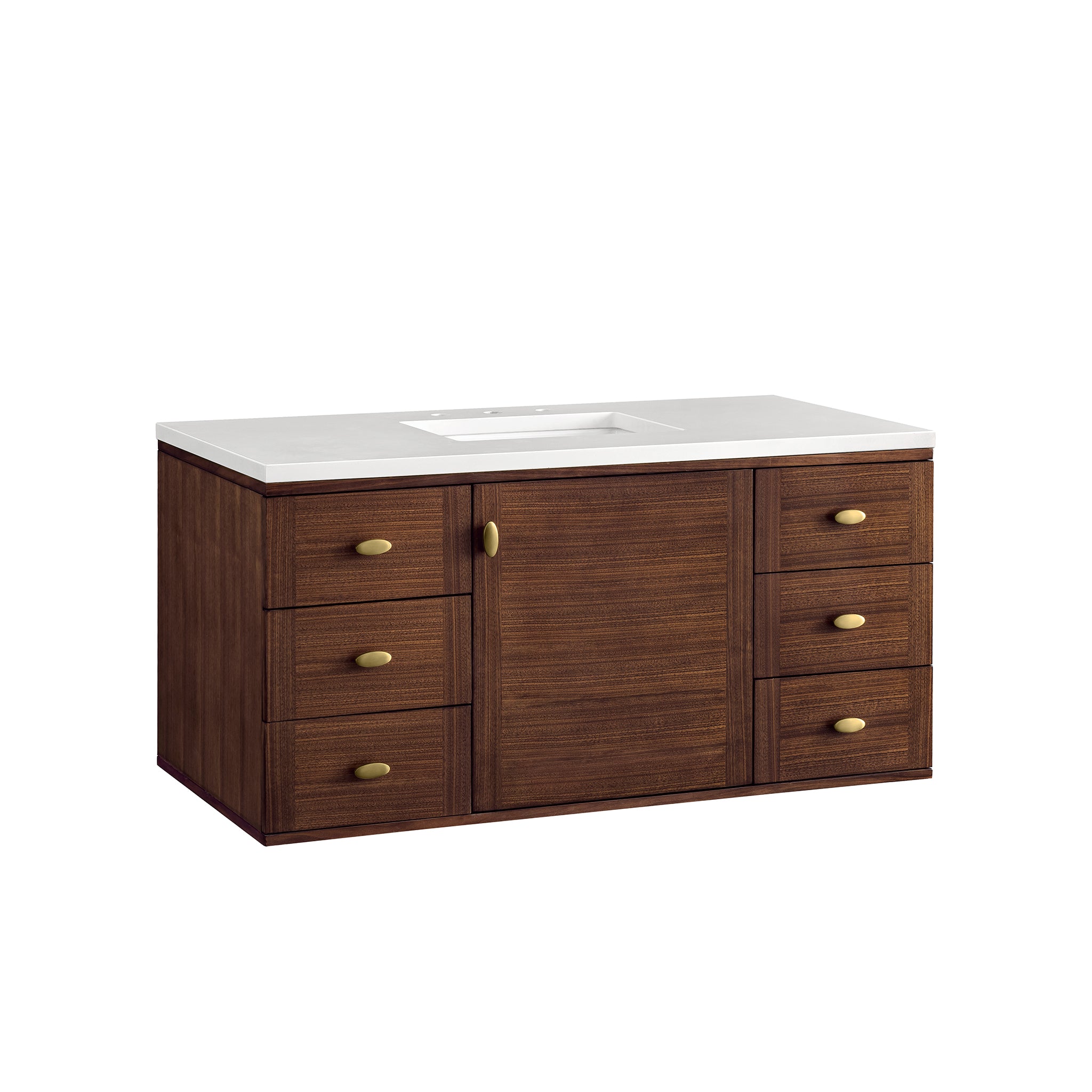 James Martin Amberly 48" Single Vanity in Mid-Century Walnut with 3cm Countertop