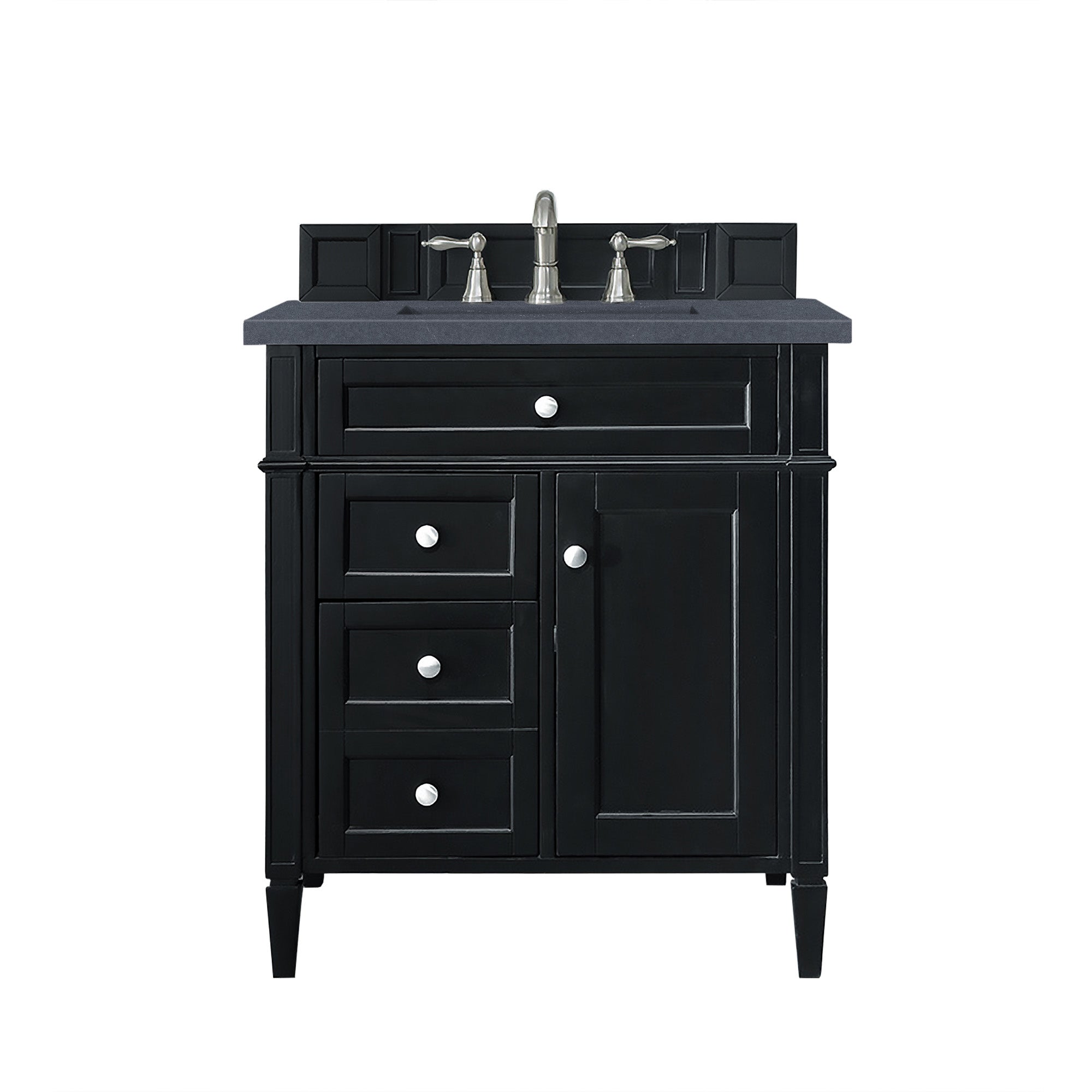 James Martin Brittany 30" Single Vanity in Black Onyx with 3cm Countertop