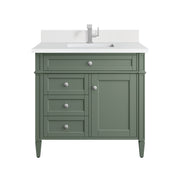James Martin Brittany 36" Single Vanity in Smokey Celadon with 3cm Countertop