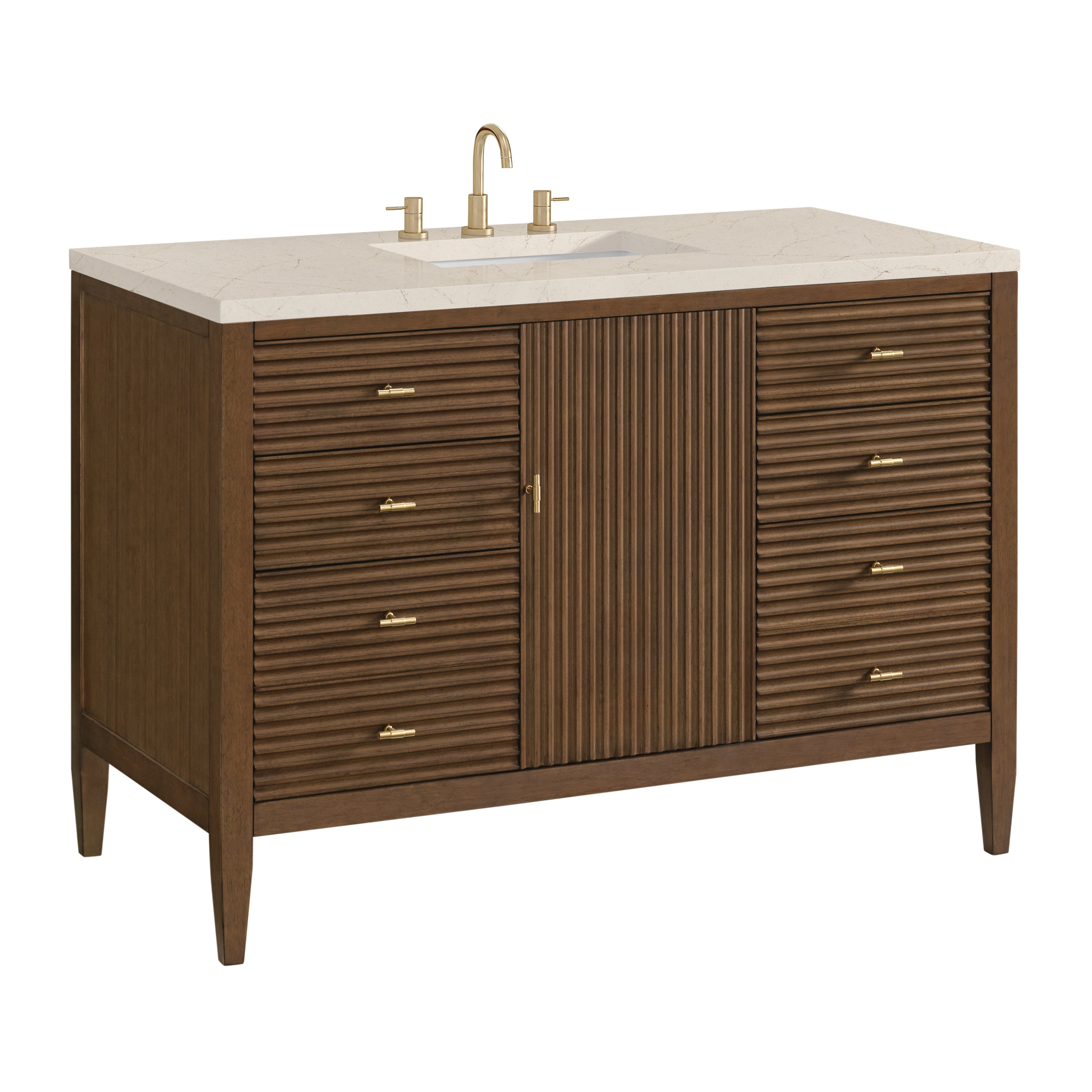 James Martin Myrrin 48" Single Vanity in Mid Century Walnut with 3cm Countertop