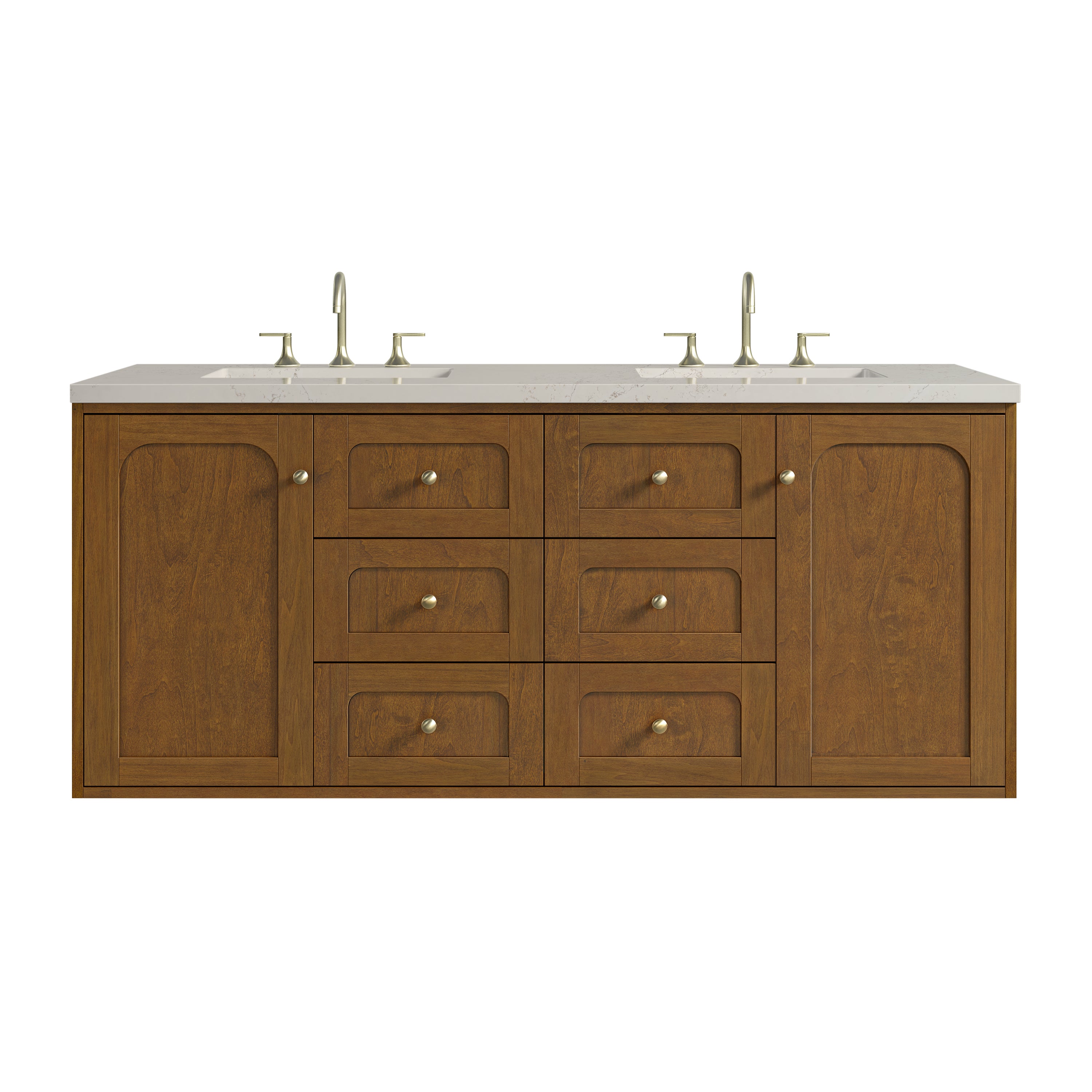 James Martin Laurent 60" Double Vanity in Honey Oak with 3cm Countertop and FreePower Wireless Charger