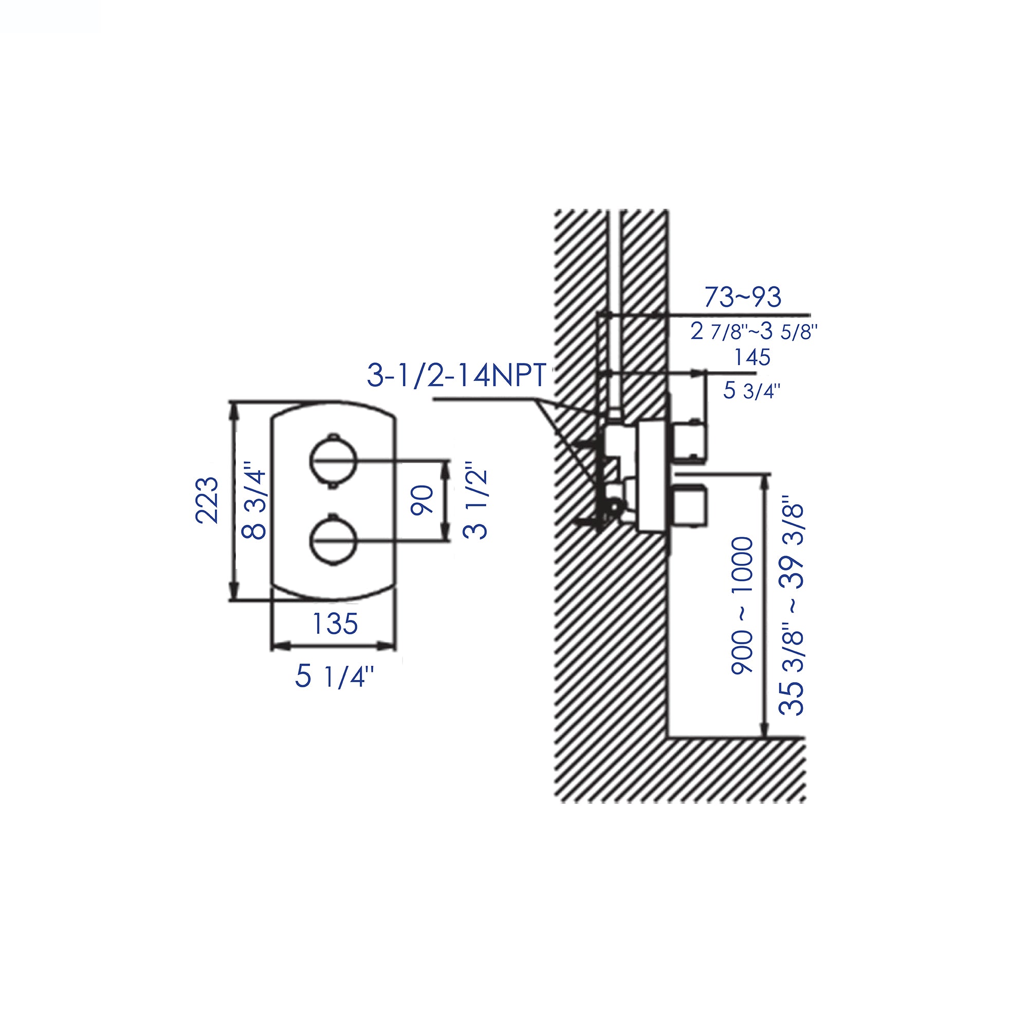 ALFI brand AB3809 Round Knob 1 Way Thermostatic Shower Mixer
