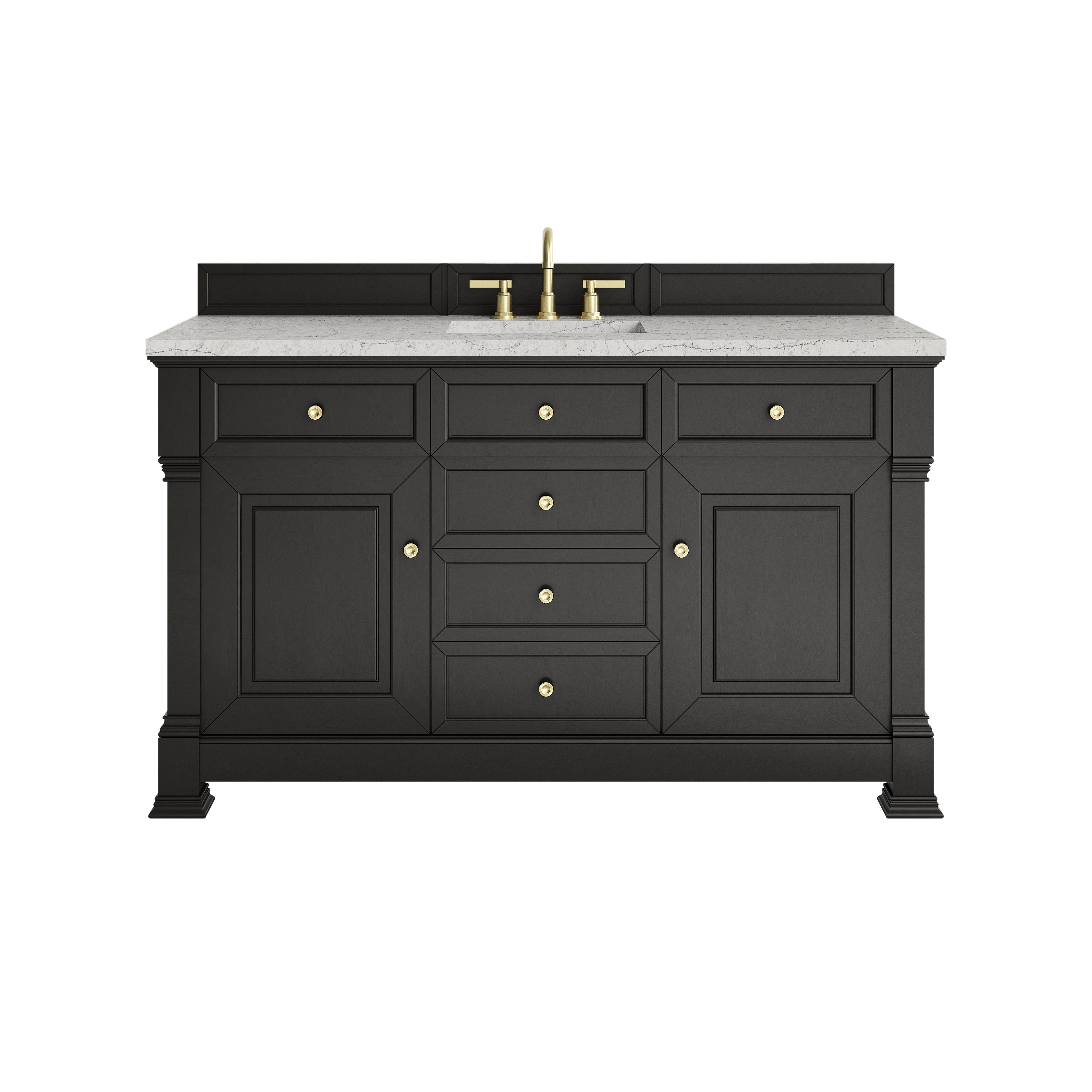 James Martin Brookfield 60" Single Vanity in Black Onyx with 3cm Countertop
