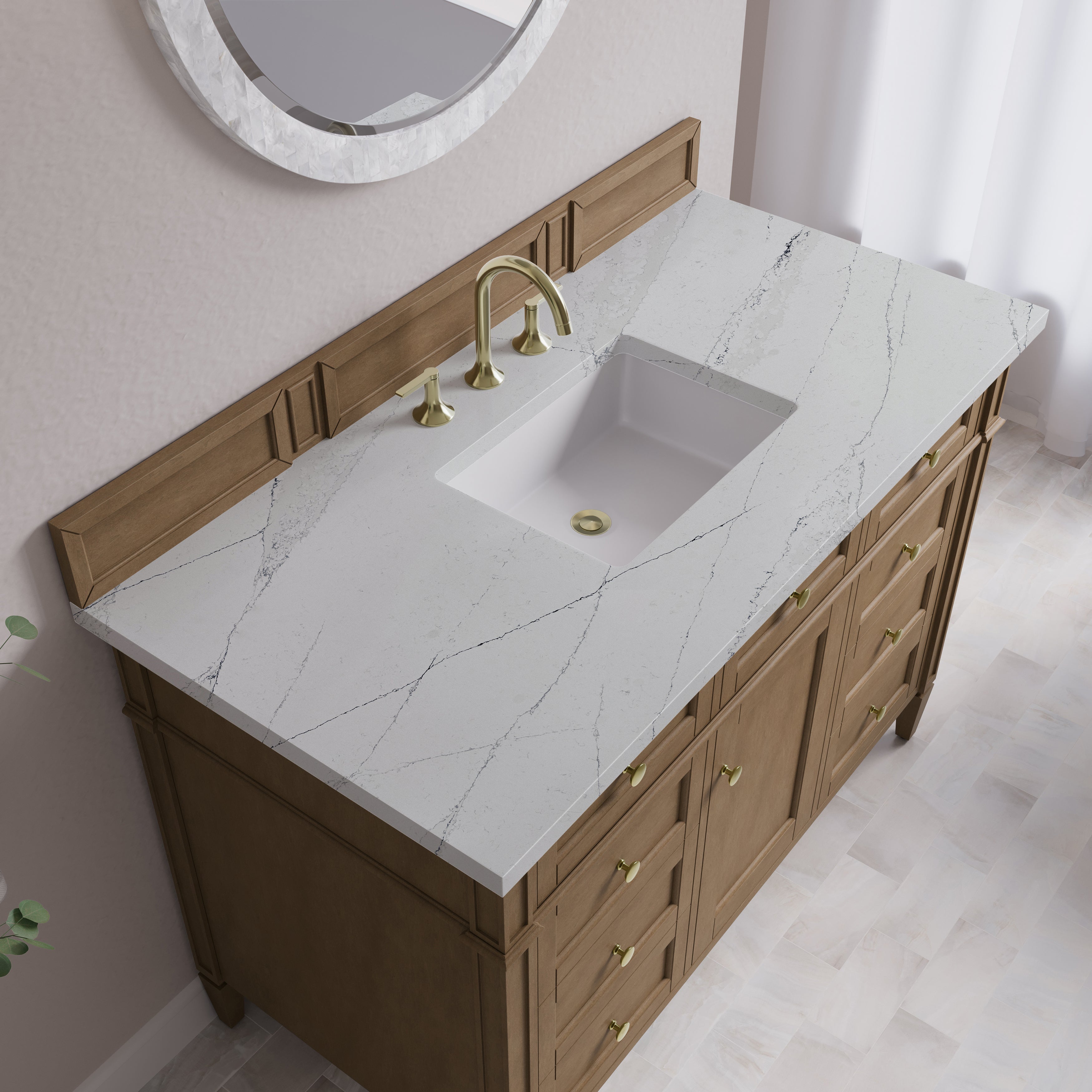 James Martin Brittany 48" Single Vanity in Pecan with 3cm Countertop