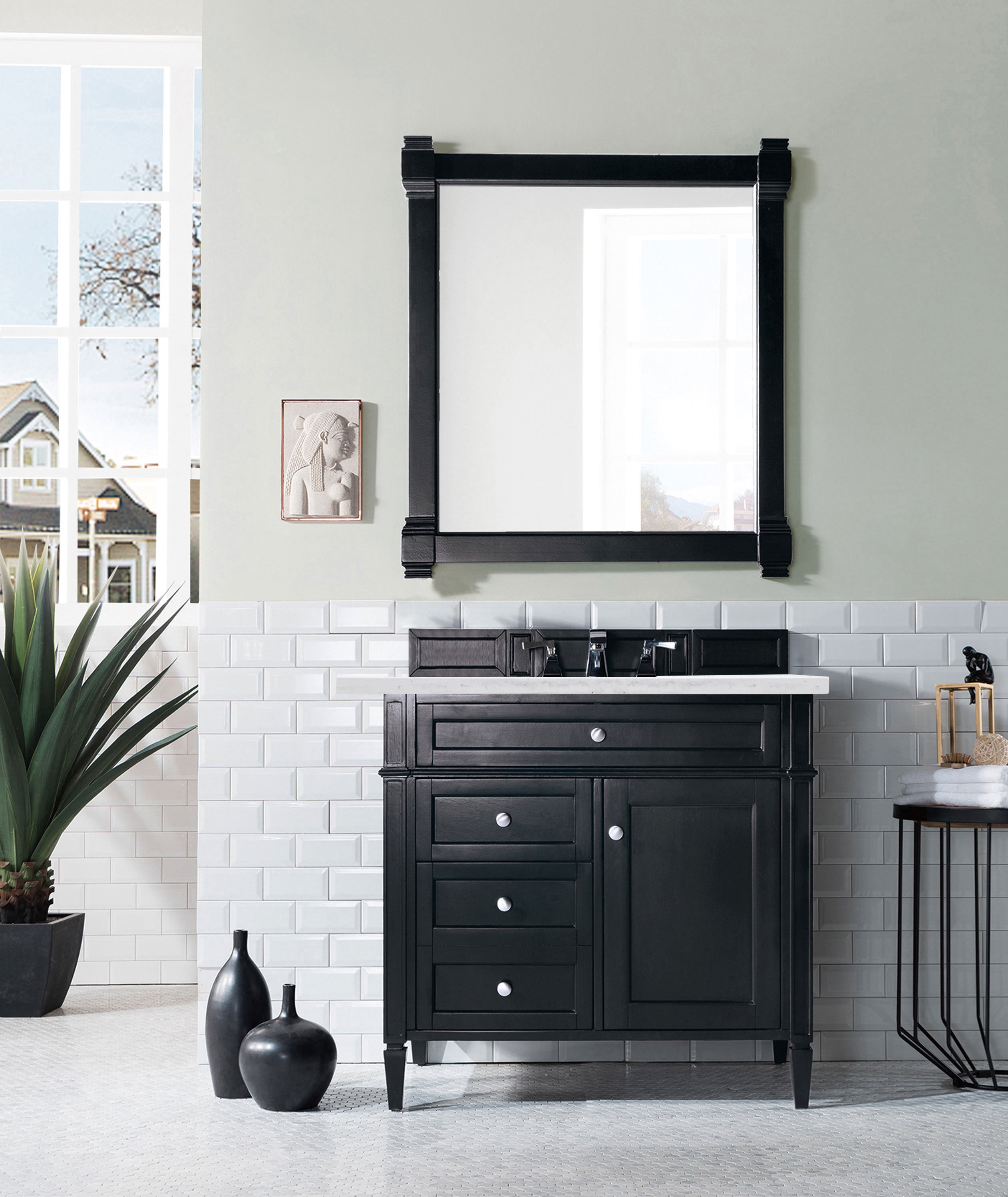 James Martin Brittany 36" Single Vanity in Black Onyx with 3cm Countertop