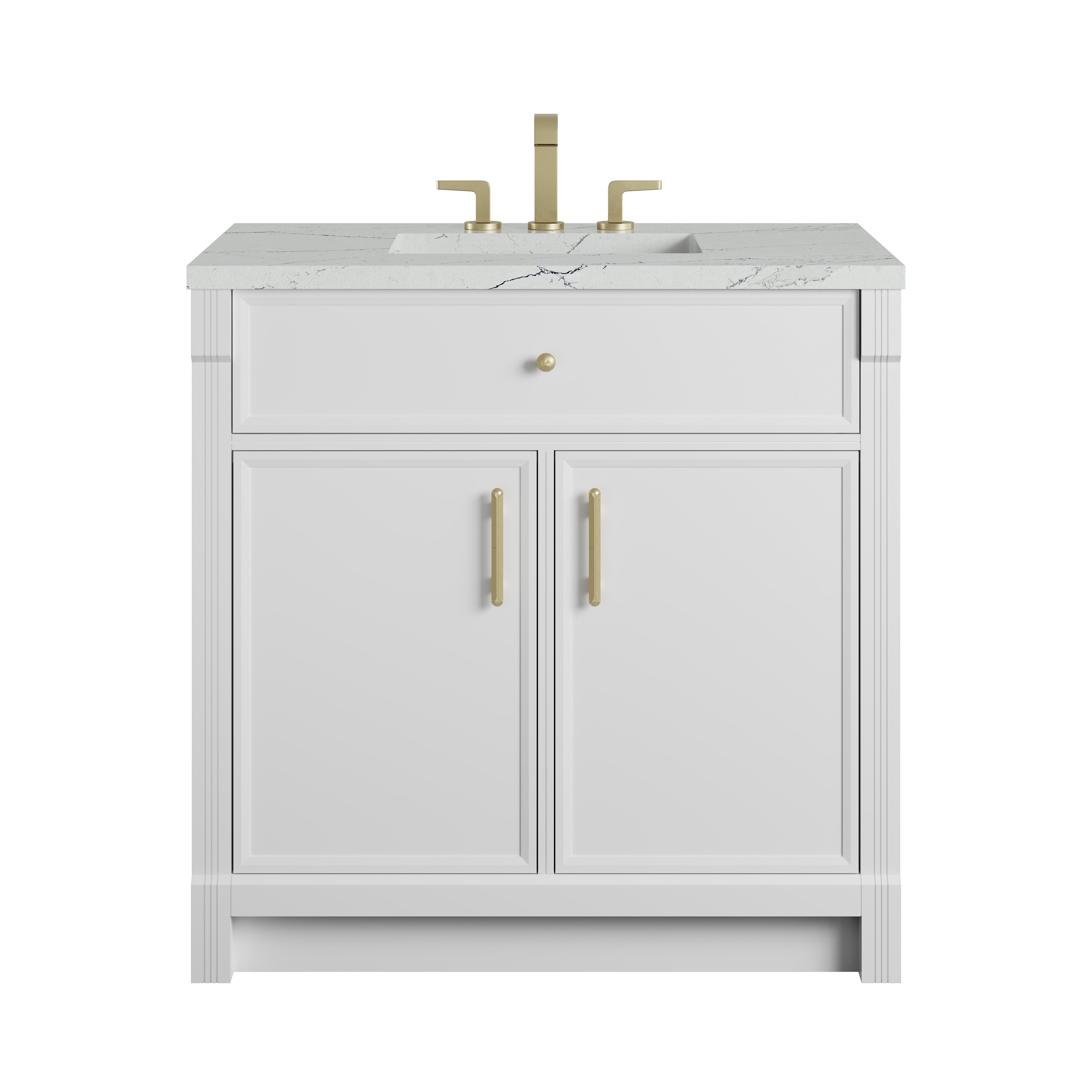 James Martin Bellshire 36" Single Vanity in Bright White with 3cm Countertop