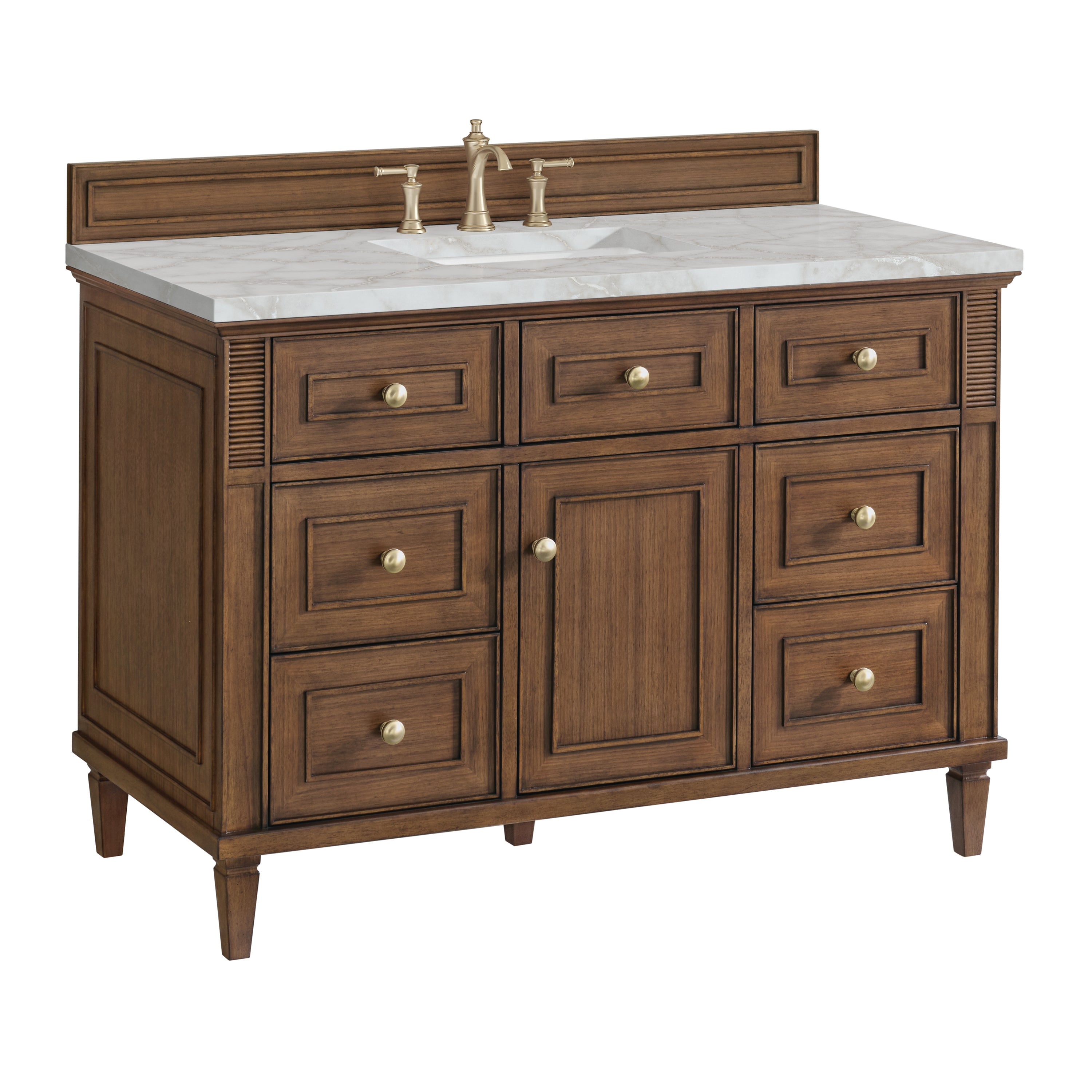 James Martin Lorelai 48" Single Vanity in Mid-Century Walnut with 3cm Countertop