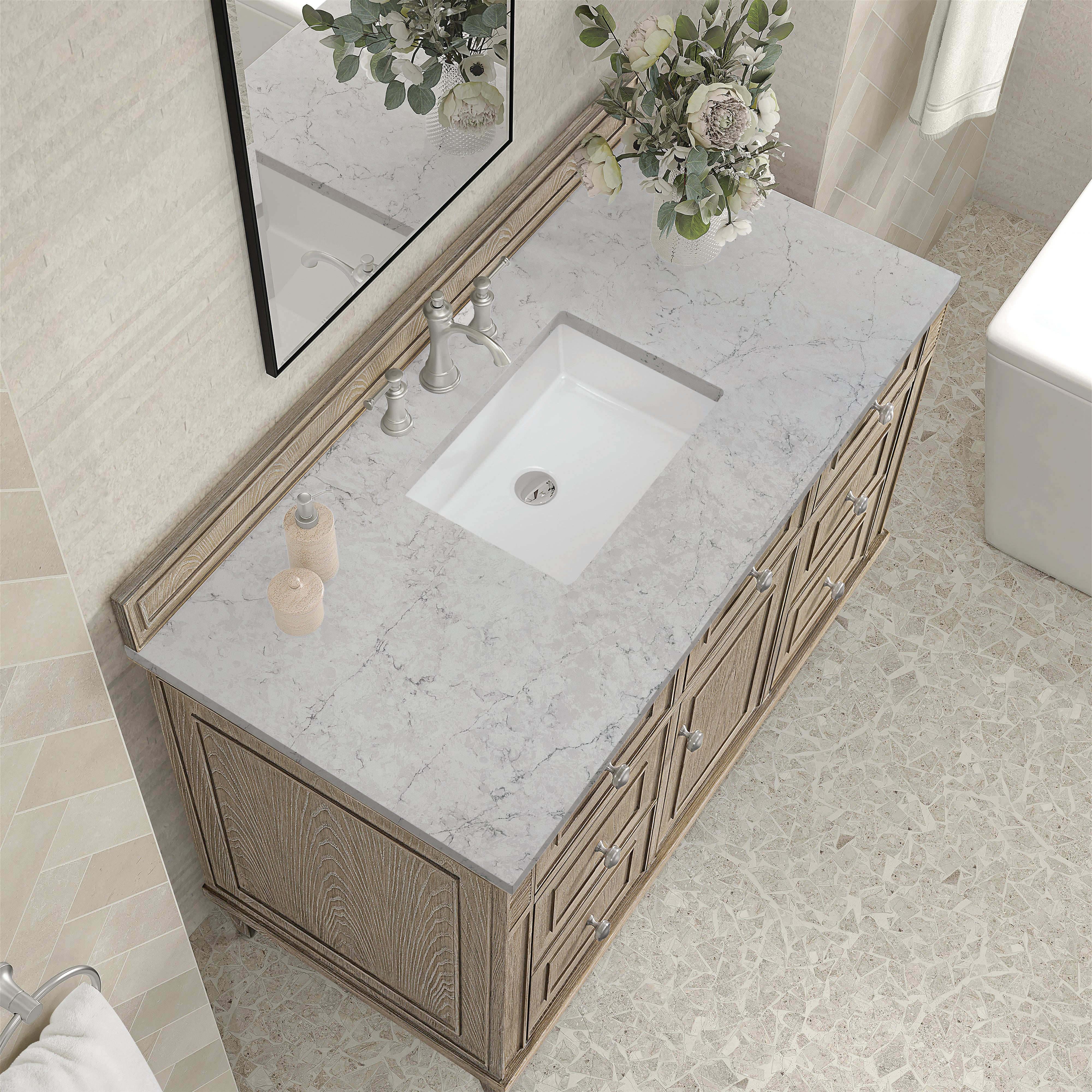 James Martin Lorelai 48" Single Vanity in Whitewashed Oak with 3cm Countertop