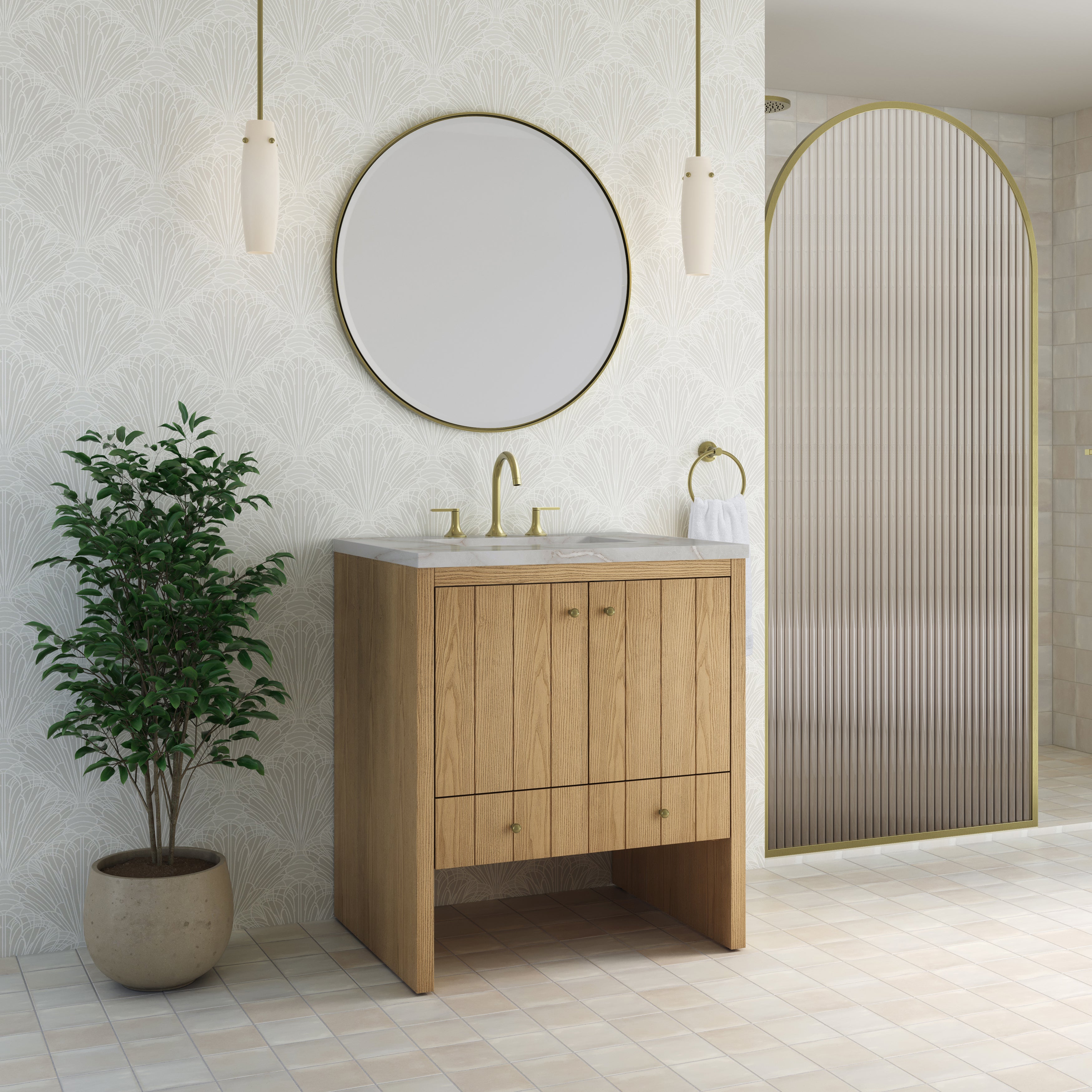 James Martin Hudson 30" Single Vanity in Light Natural Oak with 3cm Countertop