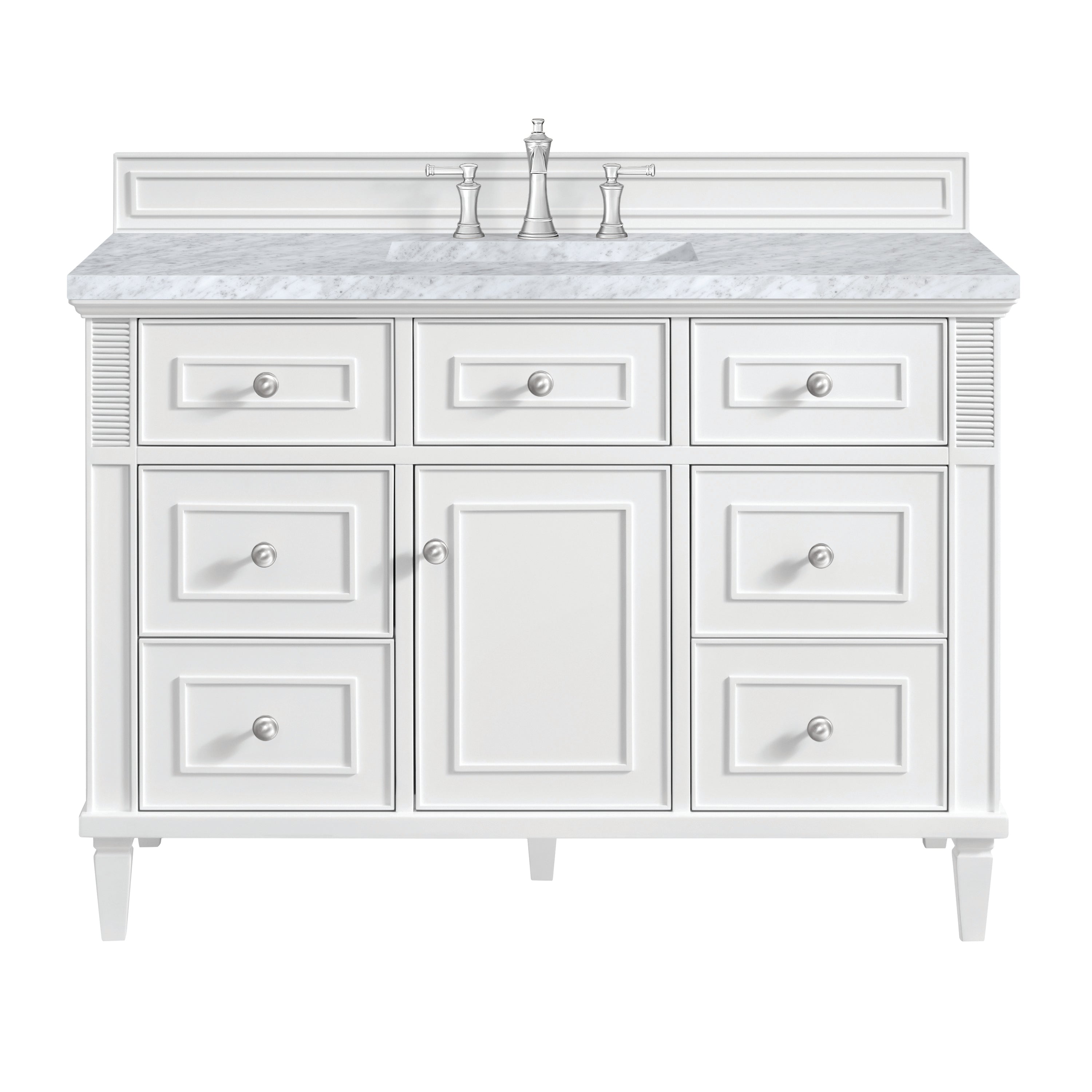 James Martin Lorelai 48" Single Vanity in Bright White with 3cm Countertop