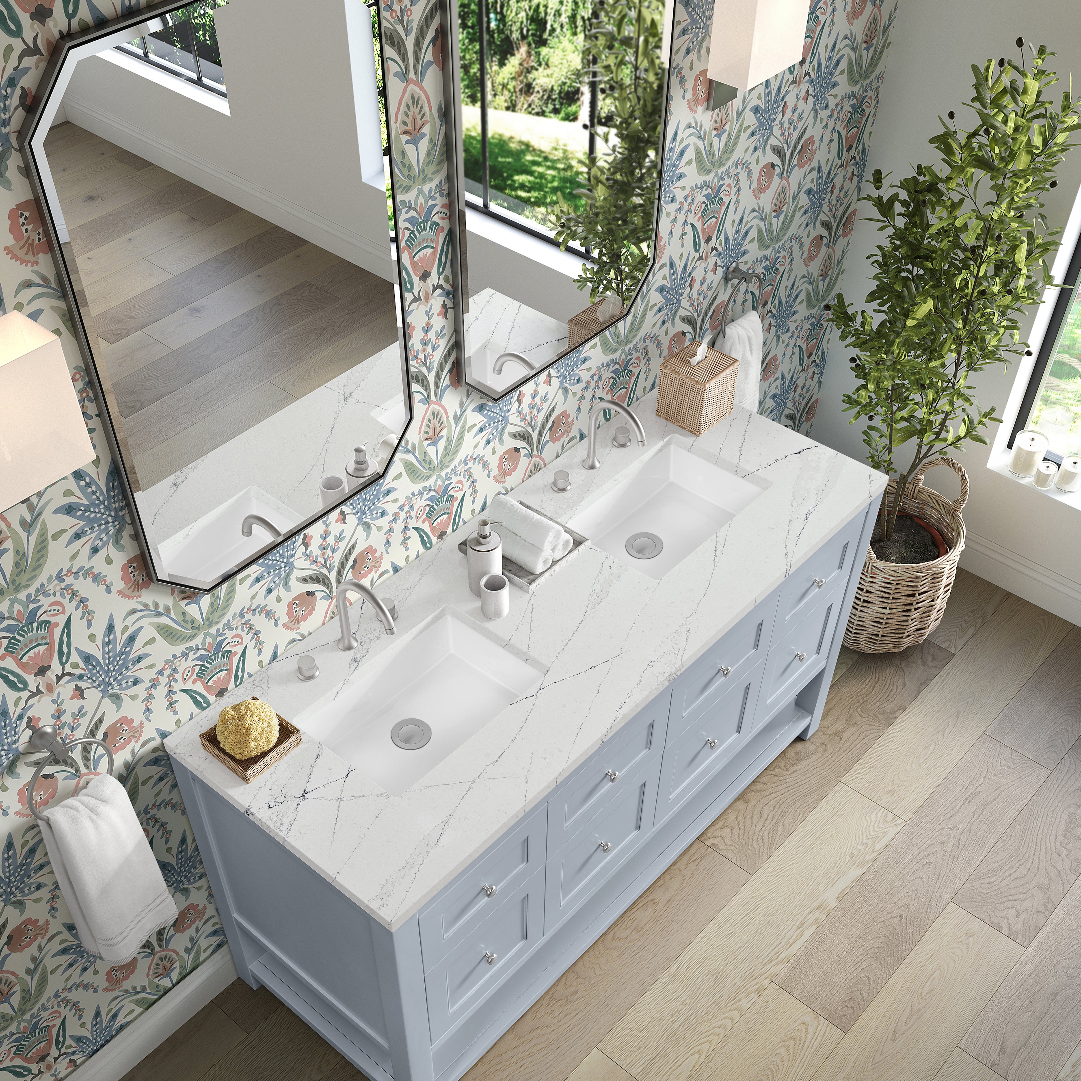 James Martin Breckenridge 60" Double Vanity in Serenity Blue with 3cm Countertop