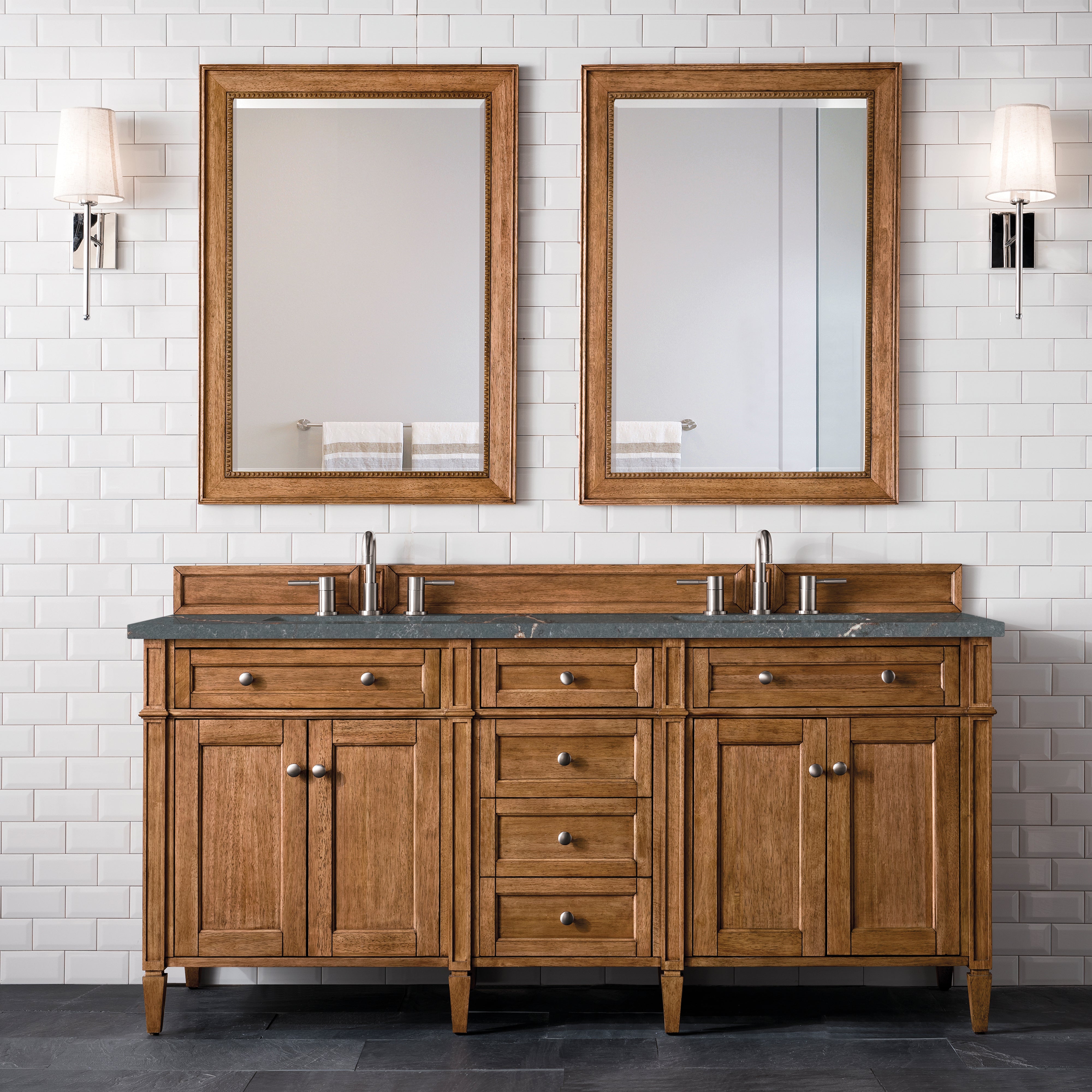 James Martin Brittany 72" Double Vanity in Saddle Brown with 3cm Countertop