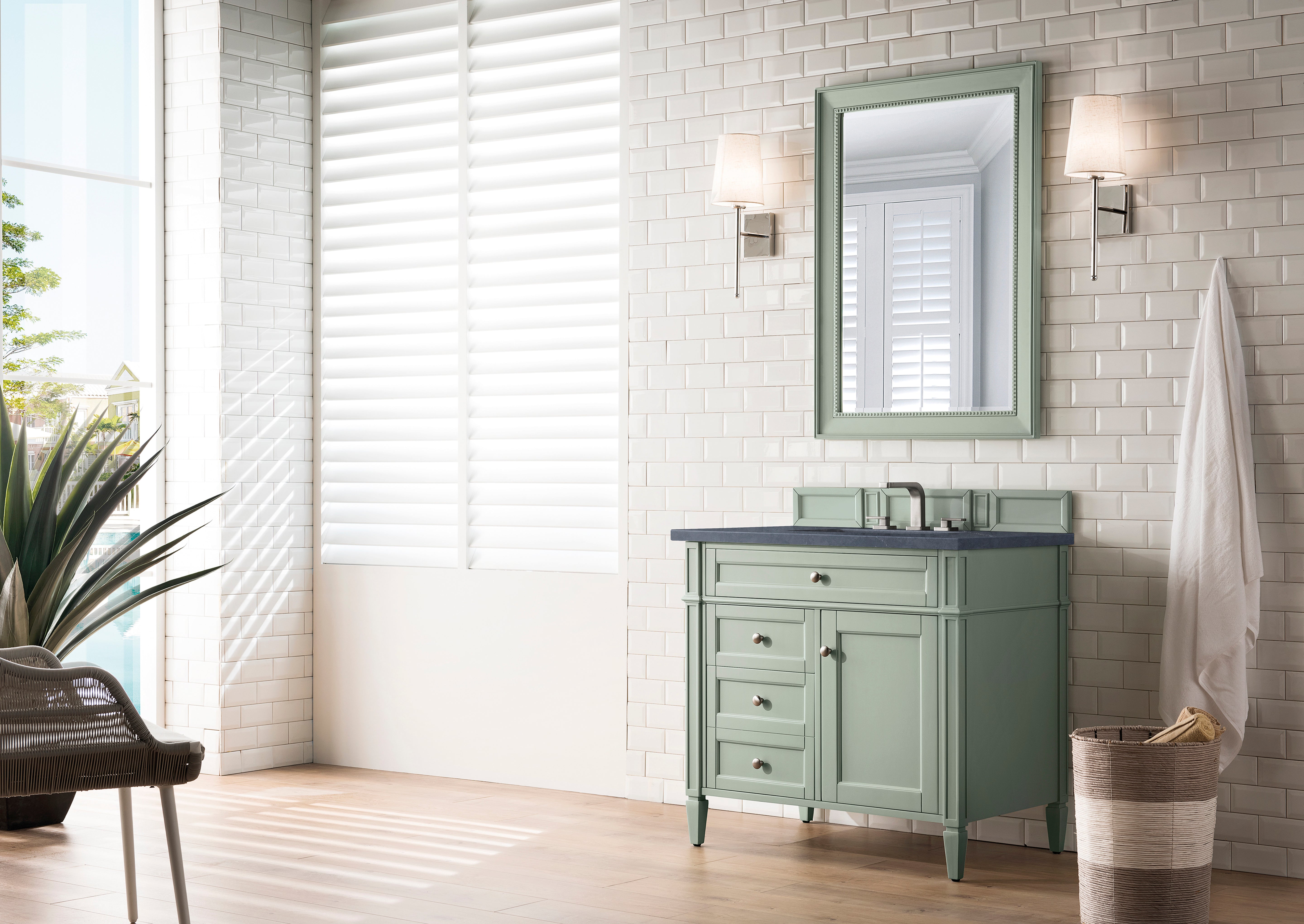 James Martin Brittany 36" Single Vanity in Sage Green with 3cm Countertop