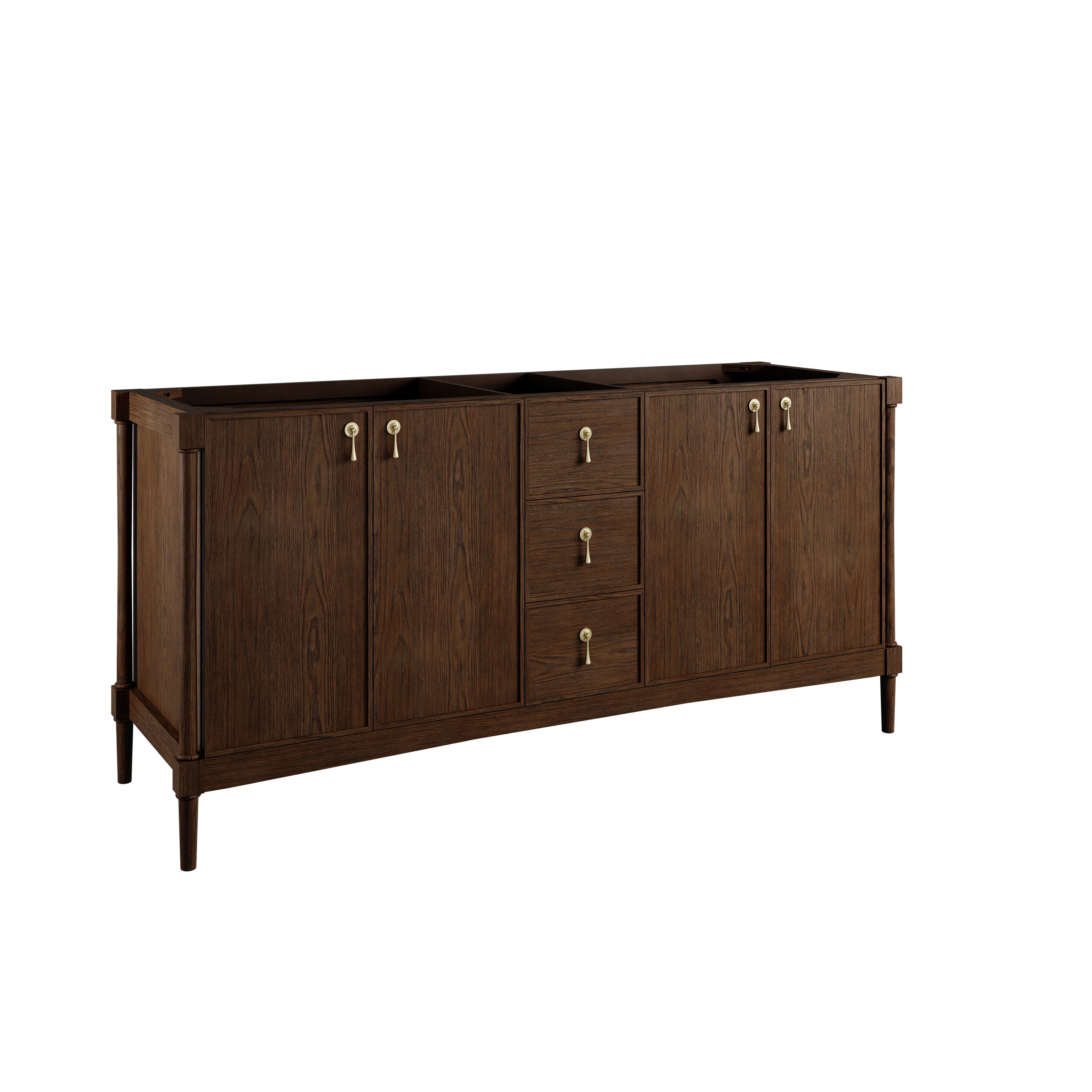 James Martin Kinnsden 72" Double Vanity in Sable Oak with 3cm Carrara Marble Top